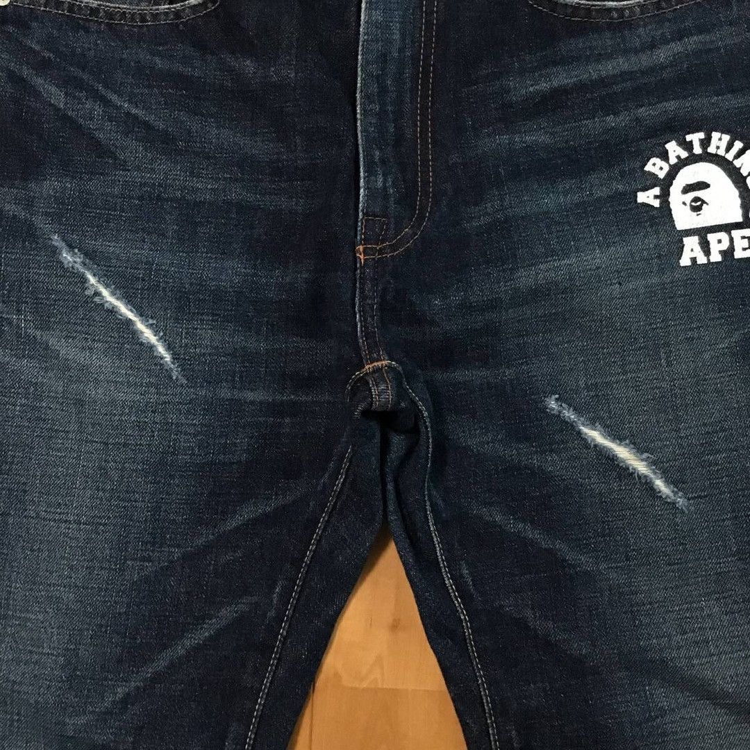 Bape BAPE LOGO Damaged Denim Pants a bathing ape NIGO ★size S Size US 30 / EU 46 - 3 Thumbnail