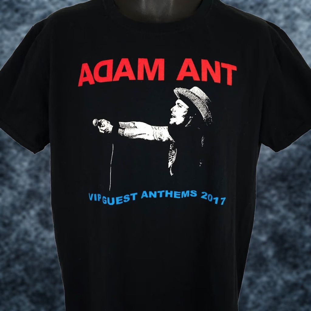 Gildan Adam Ant T Shirt Mens Size Large 2017 Anthems Tour VIP Guest Exclusive Tee Black 80s Band Music Punk Rock New Wave Tour Mens L X-Sold? Size US L / EU 52-54 / 3 - 1 Thumbnail
