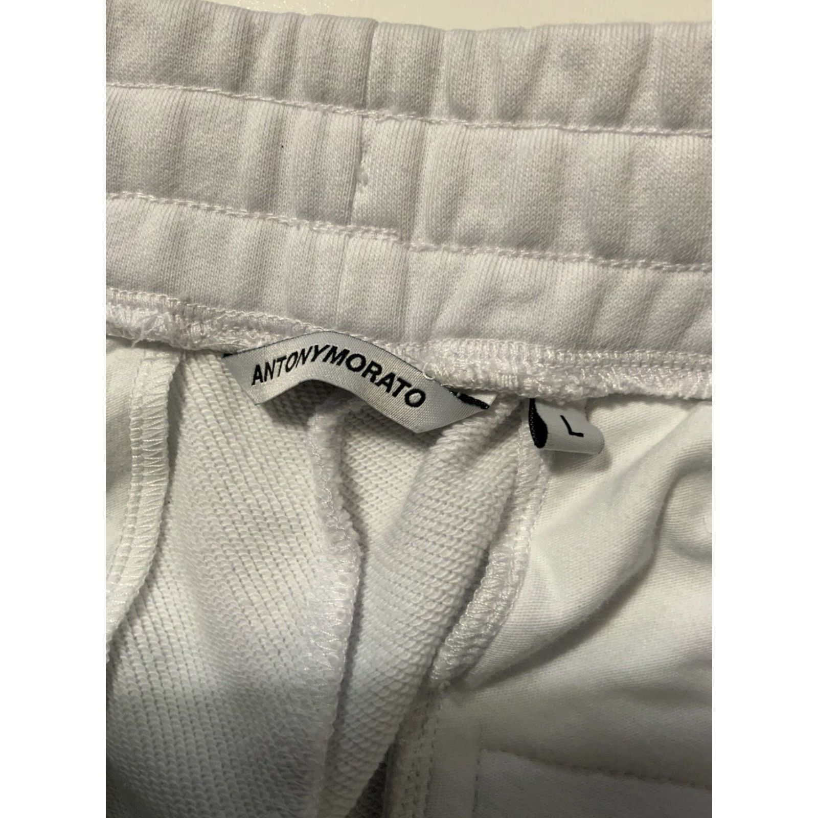 Antony Morato ANTONY MORATO Lifted Lettering Spellout White Terry Fleece Sweat Shorts SZ L Sweat Shorts Men White L Size US 33 - 5 Thumbnail