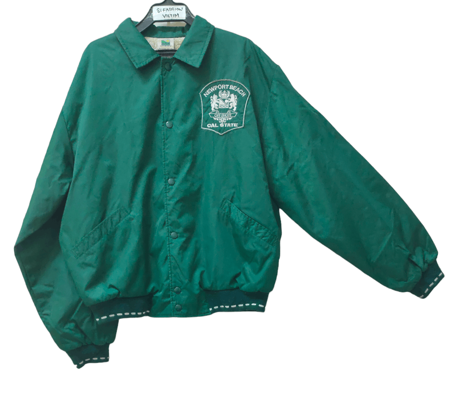 image of American College x Retro Jacket Crazy Vintage Newport Beach California Varsity Jacket in Green, Wom