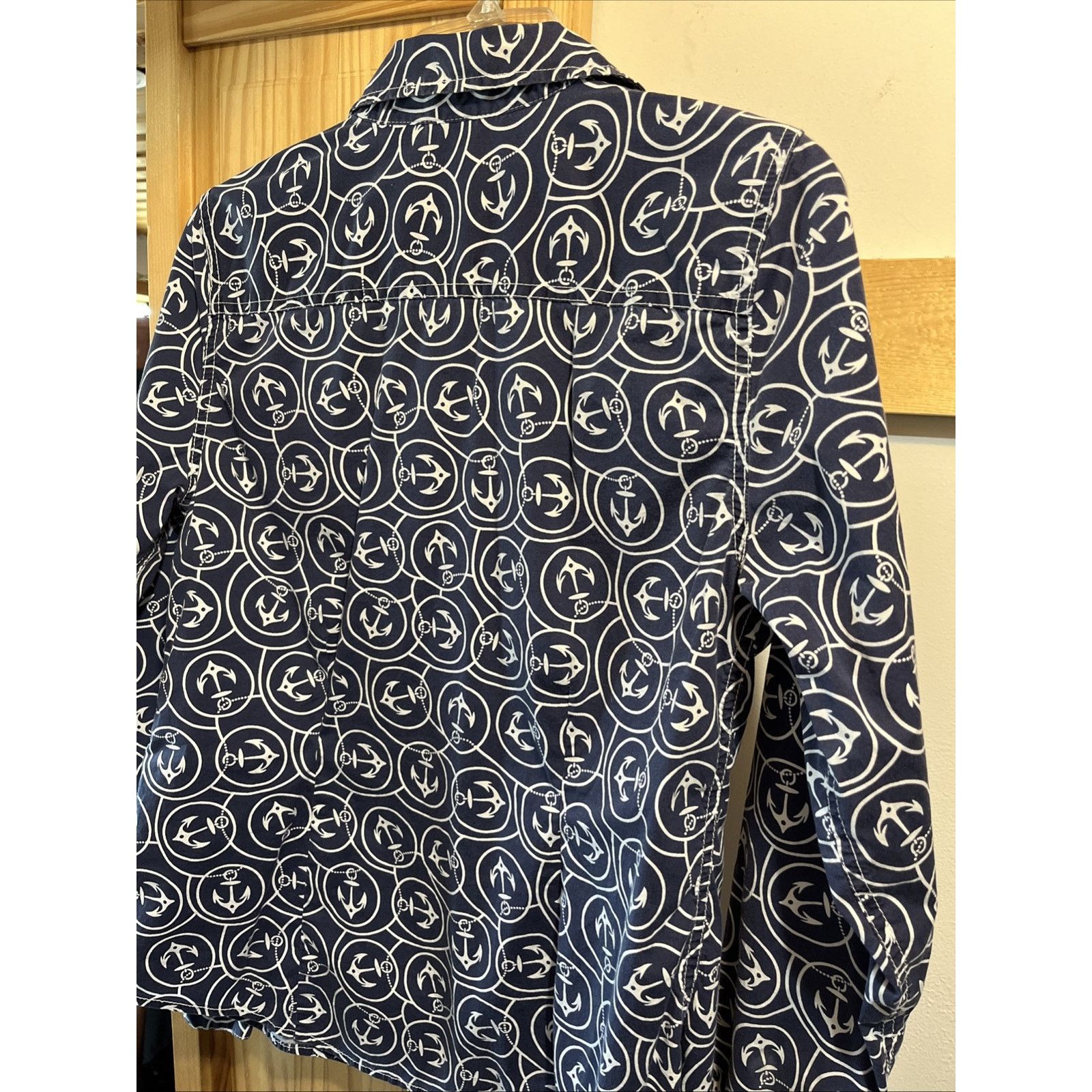 L.L. Bean LL Bean Top Women’s M Blue Anchor Print LS Stretch Shirt Size M / US 6-8 / IT 42-44 - 10 Thumbnail