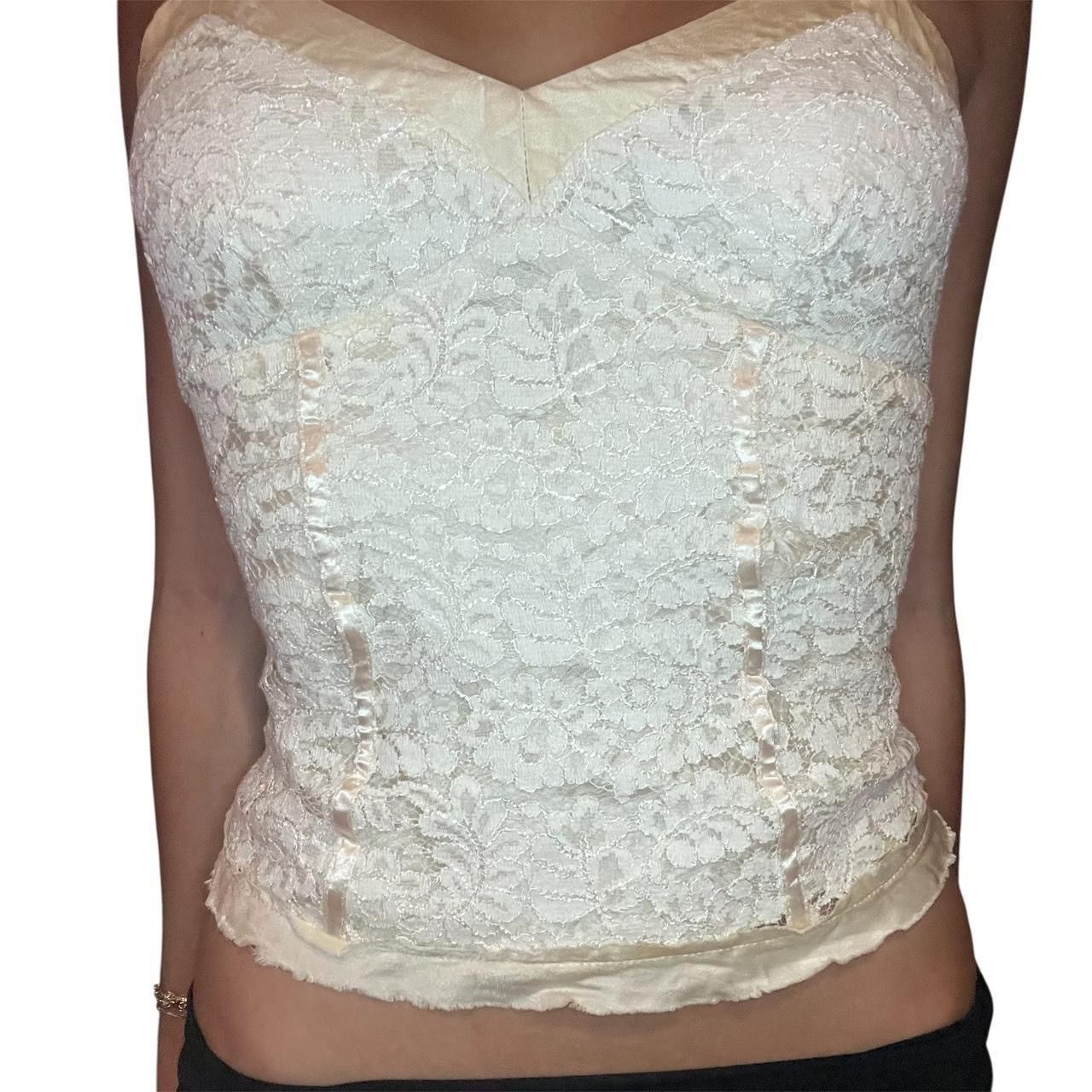 Rebecca Taylor Vintage cream&white lace corset cami top with back buttons🪷 Size XS / US 0-2 / IT 36-38 - 2 Thumbnail
