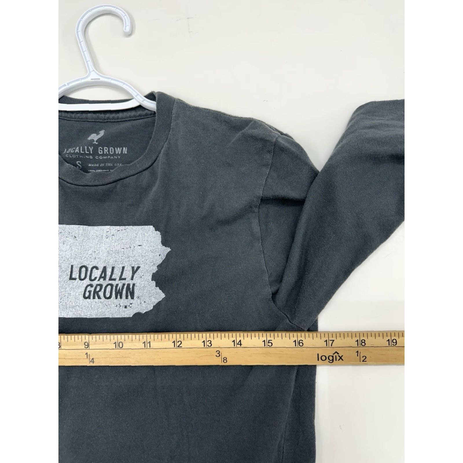 Vintage Locally Grown Womens T-Shirt Small Pennsylvania Gray Long Sleeve Shirt Womens Regular Cotton Size S / US 4 / IT 40 - 6 Thumbnail