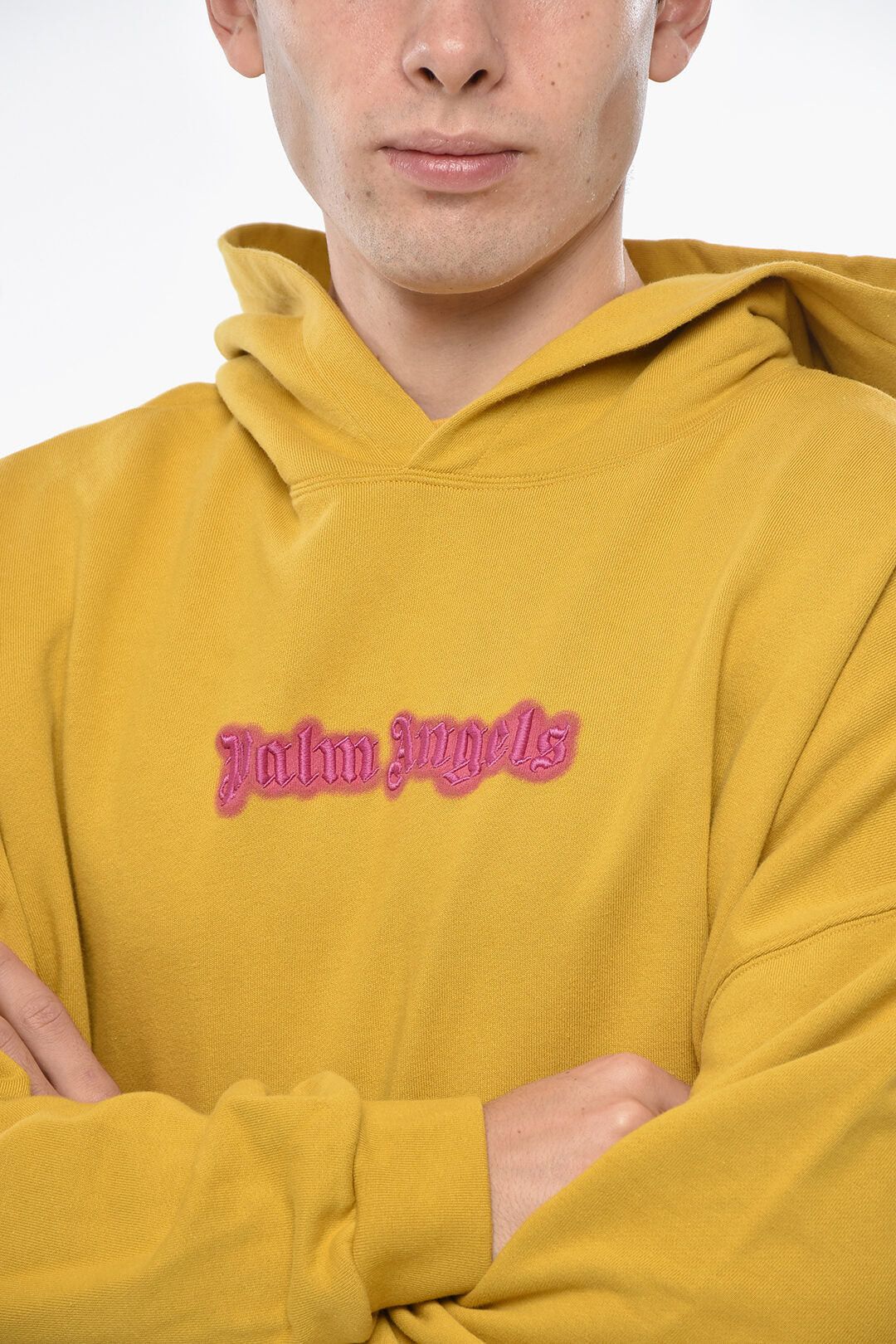 Palm Angels og1mm0326 Brushed-Cotton Hoodie in Yellow Size US L / EU 52-54 / 3 - 3 Thumbnail