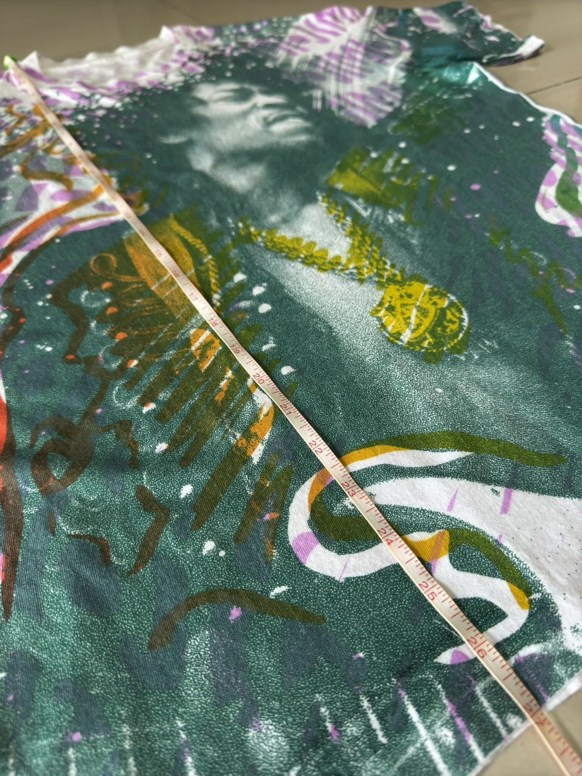 Band Tees × Vintage 90s Jimi Hendrix AOP All Over Print VTG Rock Tee Hanes Shirt Size US L / EU 52-54 / 3 - 10 Thumbnail