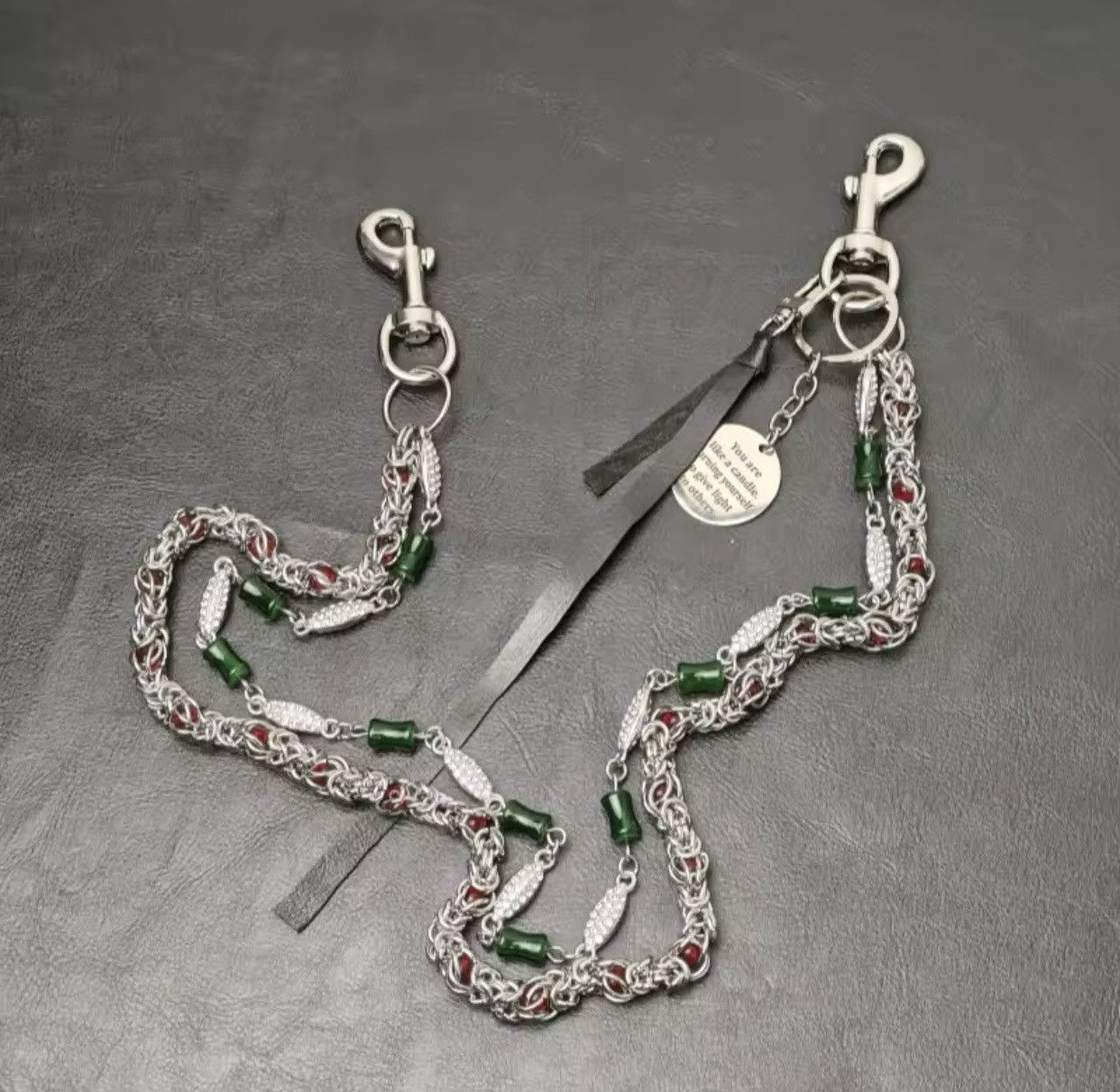 Jewelry Concise Keel Clamp Beads Bilayer Jade Node Chain Size ONE SIZE - 4 Thumbnail