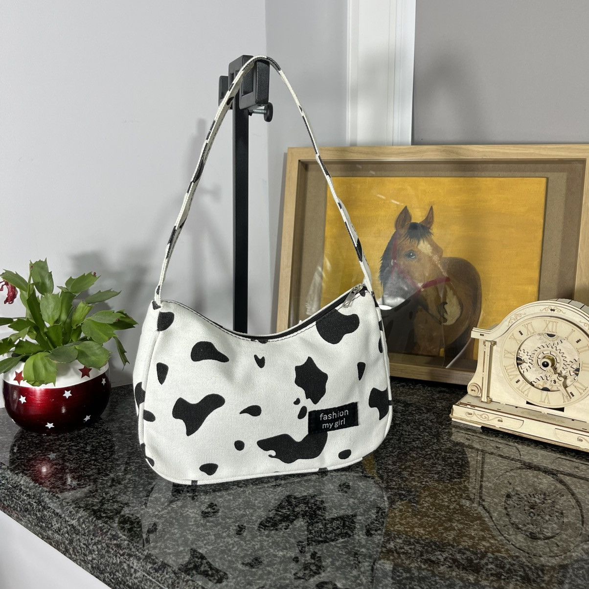 Avant Garde x Vintage Y2K Shoulder Baguette Hand Bag Cow Monogram Hype in Black, Women's