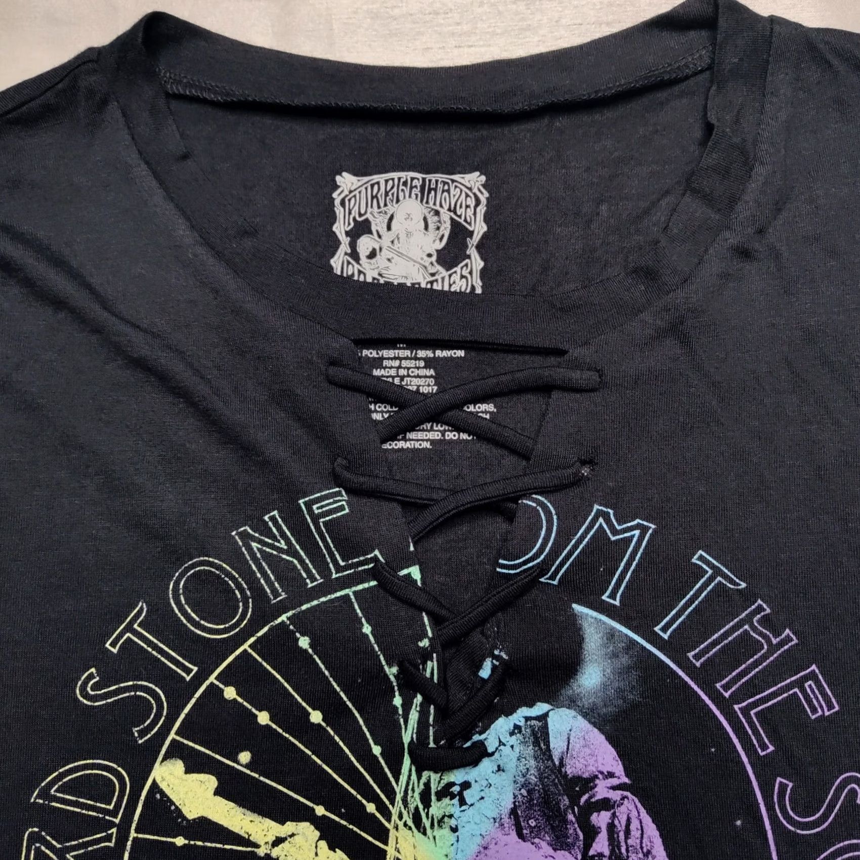 Vintage Jimi Hendrix T-Shirt Women Medium Black LaceUp Henley 3rd Stone From The Sun NEW Size M / US 6-8 / IT 42-44 - 4 Thumbnail