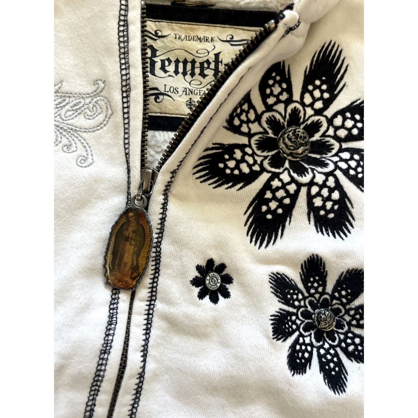 Affliction VINTAGE Remetee by Affliction Hoodie Women Size S Full Zip White Size S / US 4 / IT 40 - 4 Thumbnail