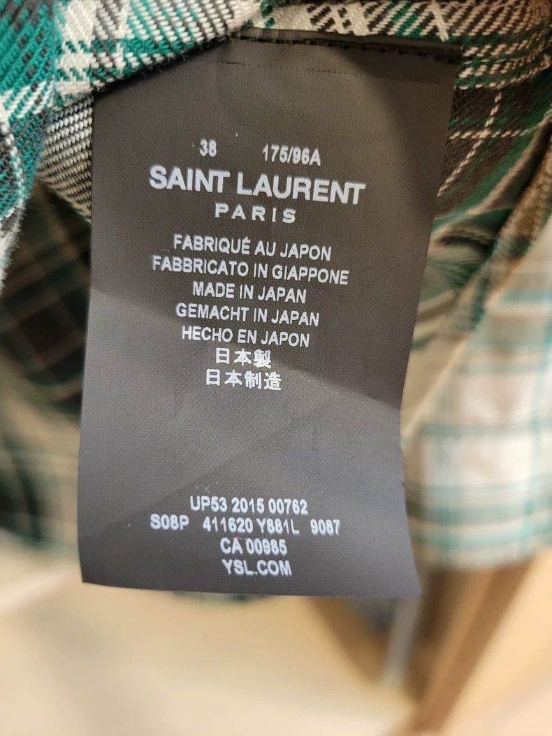 Saint Laurent Paris Saint Laurent Paris Saint Laurent Green Plaid Button-Up Sh Size US M / EU 48-50 / 2 - 4 Thumbnail