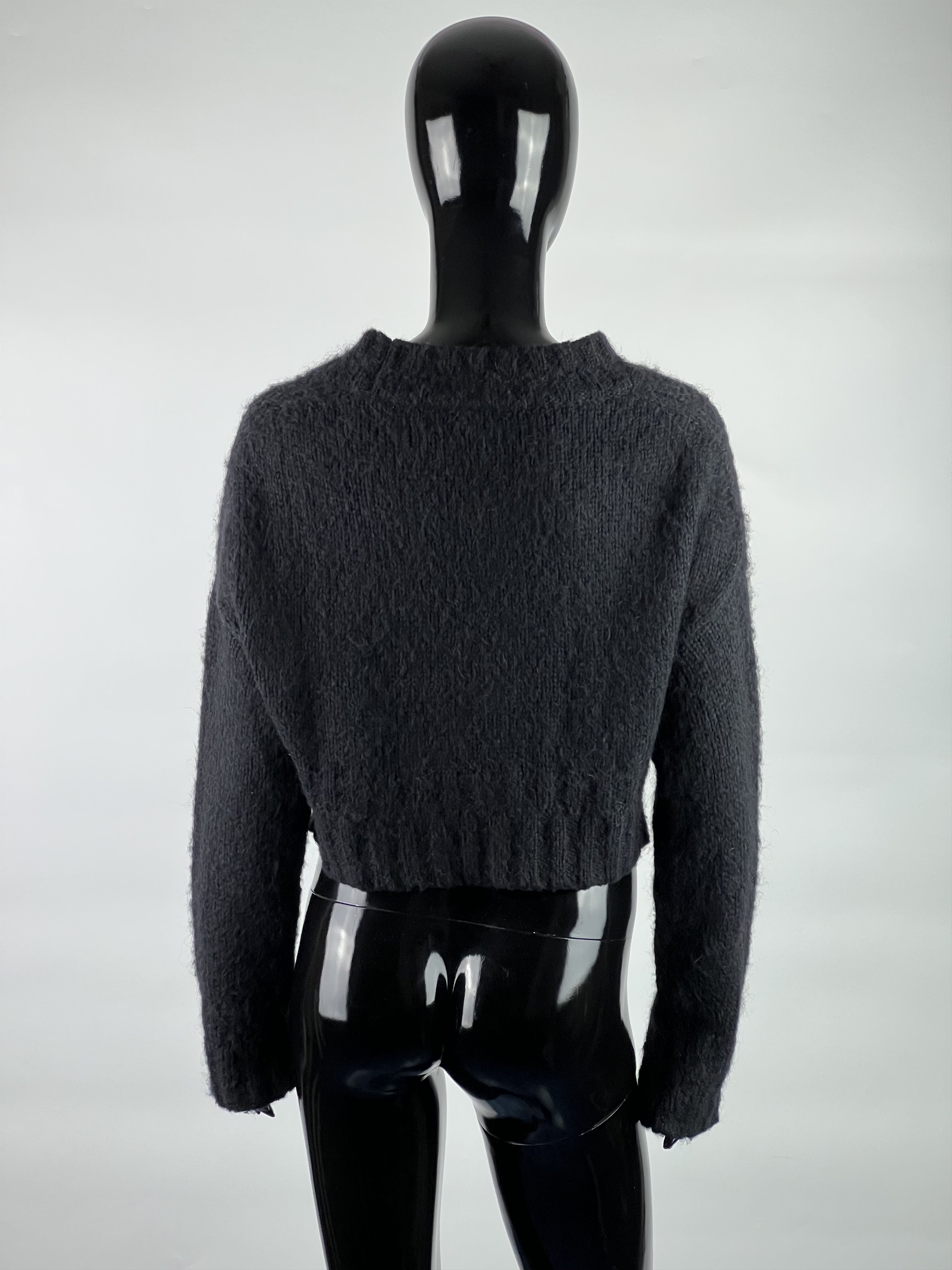 John Galliano John Galliano Black Mohair Cropped Cardigan Size L / US 10 / IT 46 - 3 Thumbnail