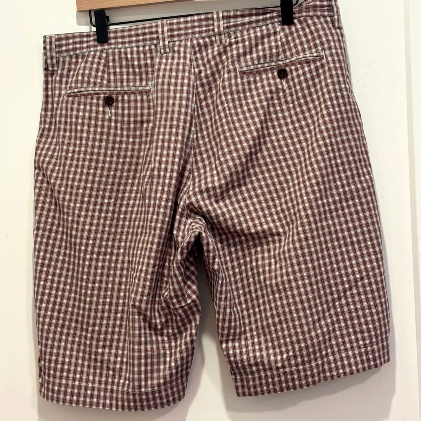 J.Crew J.Crew Mens Plaid Chino Shorts Red White 100% Cotton Size 34W 34 Inseam 9in Regular Fit Multicolor Beach Casual Summer Spring Mens Size US 34 / EU 50 - 4 Thumbnail