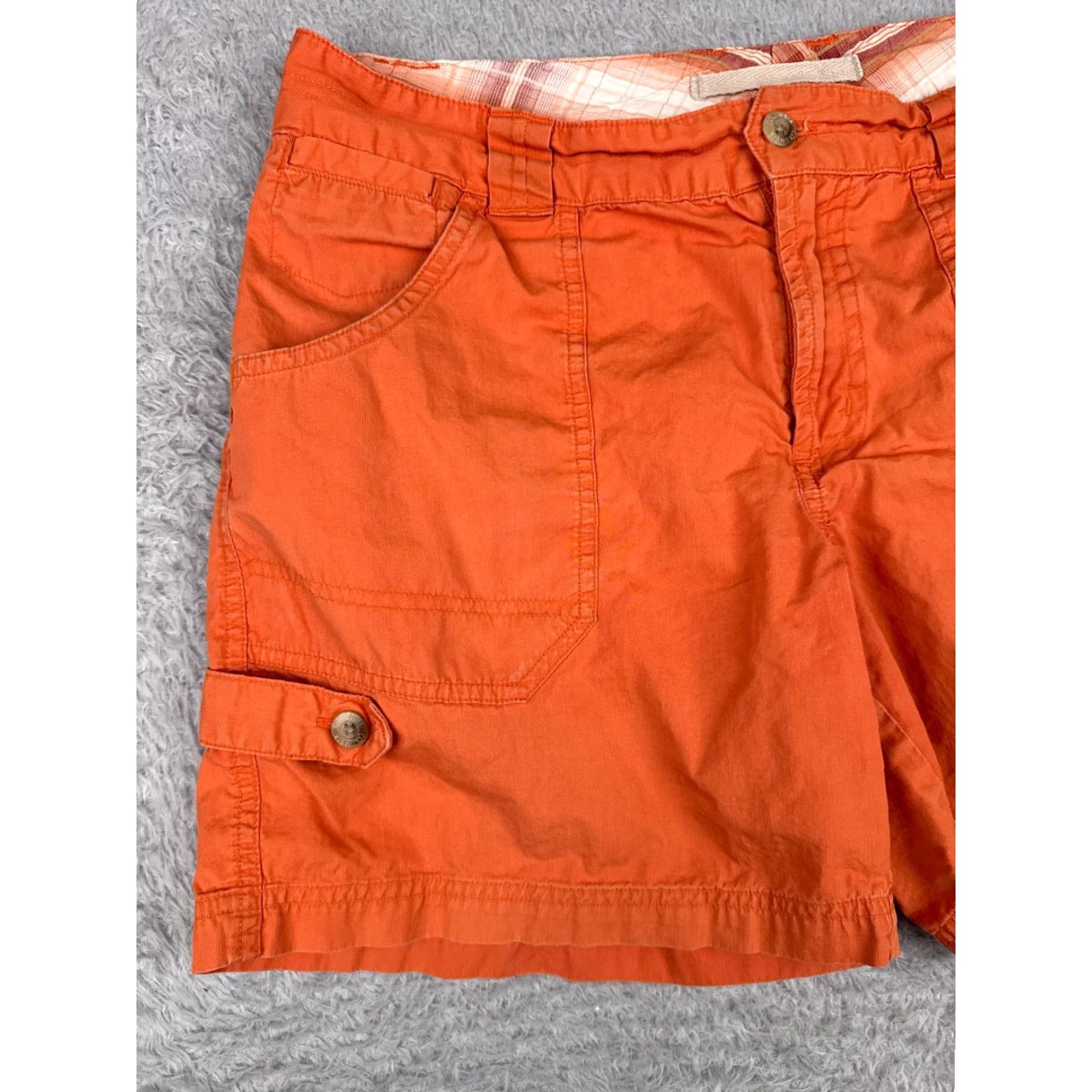 Vintage Columbia Shorts Womens 8 Orange 100% Cotton Bush Pockets Hike Camp 32x5 Fading Size 30" / US 8 / IT 44 - 2 Thumbnail