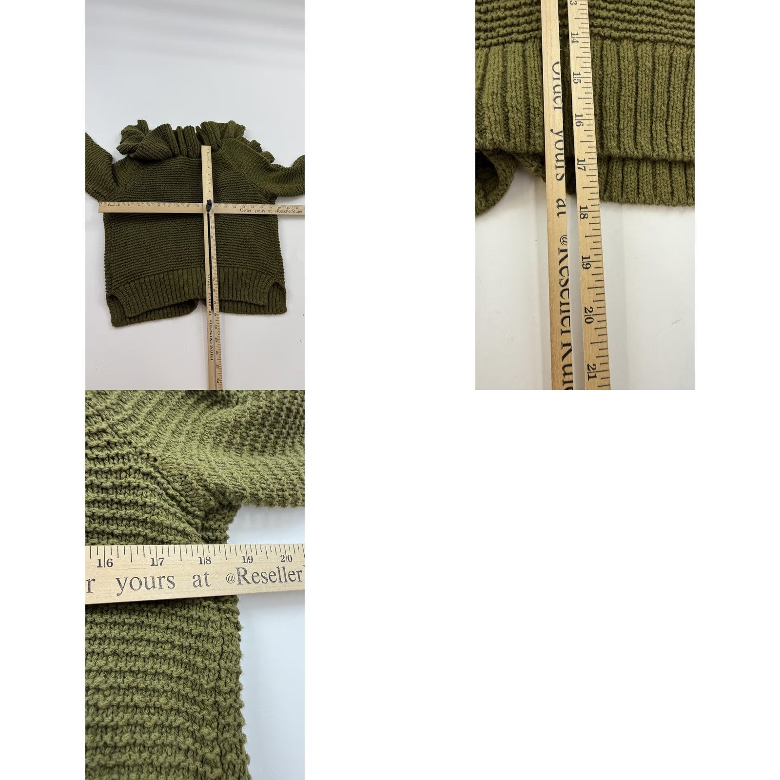Madewell Madewell Sweater Womens XS Green Cardigan Olive Ruffle Collar Open Front Pockets Size XS / US 0-2 / IT 36-38 - 8 Thumbnail