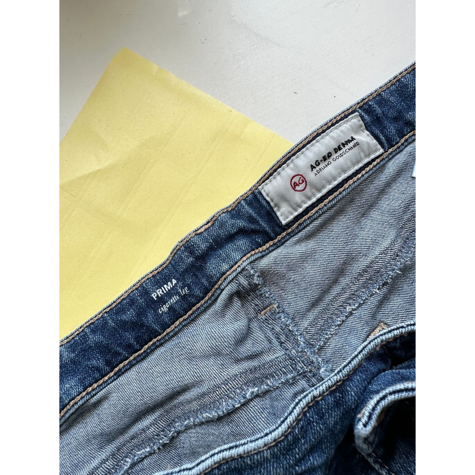 AG Adriano Goldschmied AG Dark Wash Whiskered Prima Cigarette Leg Jeans 30 Size 30" / US 8 / IT 44 - 8 Thumbnail