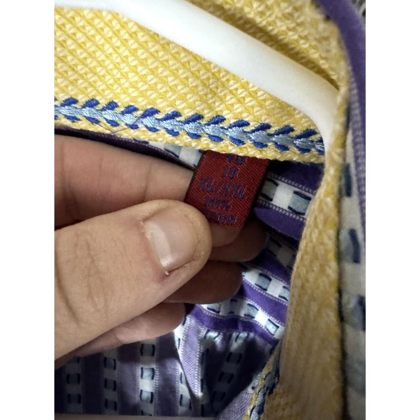 Robert Graham Robert Graham Shirt Mens XL XXL Purple Stripe Yellow Cuff Long Sleeve Button Size US XL / EU 56 / 4 - 4 Thumbnail
