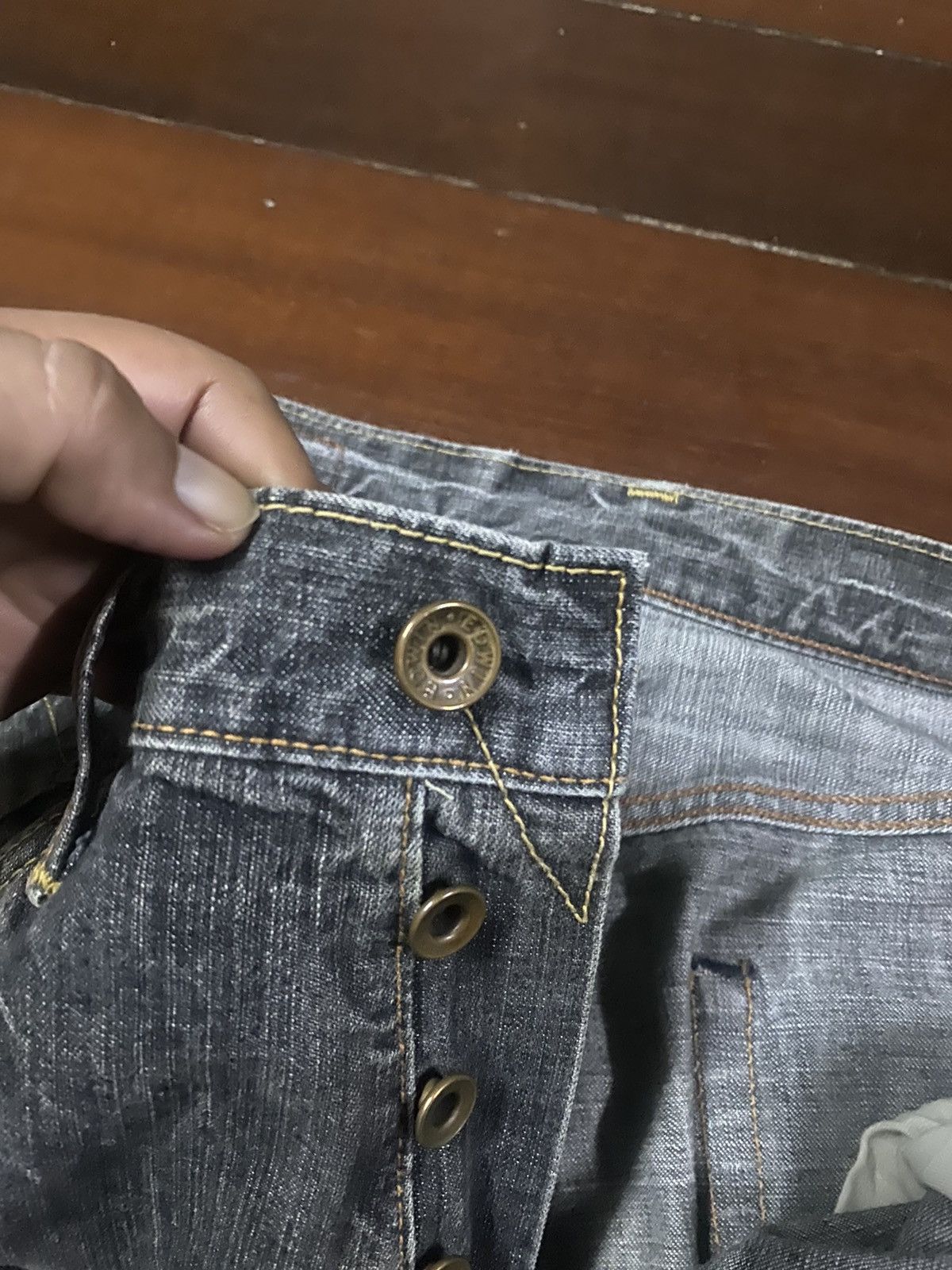 Edwin Vintage Edwin 505 BXX Selvedge FLARE JEANS THUNDER Size US 33 - 10 Thumbnail