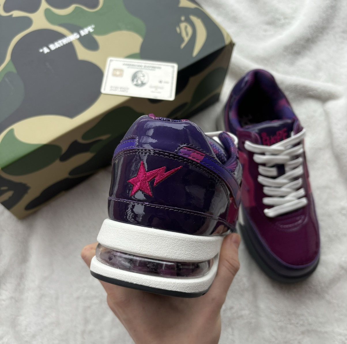Bape Bape Road Sta Purple/Camo Patent Leather Sneakers Size US 9.5 / EU 42-43 - 3 Thumbnail
