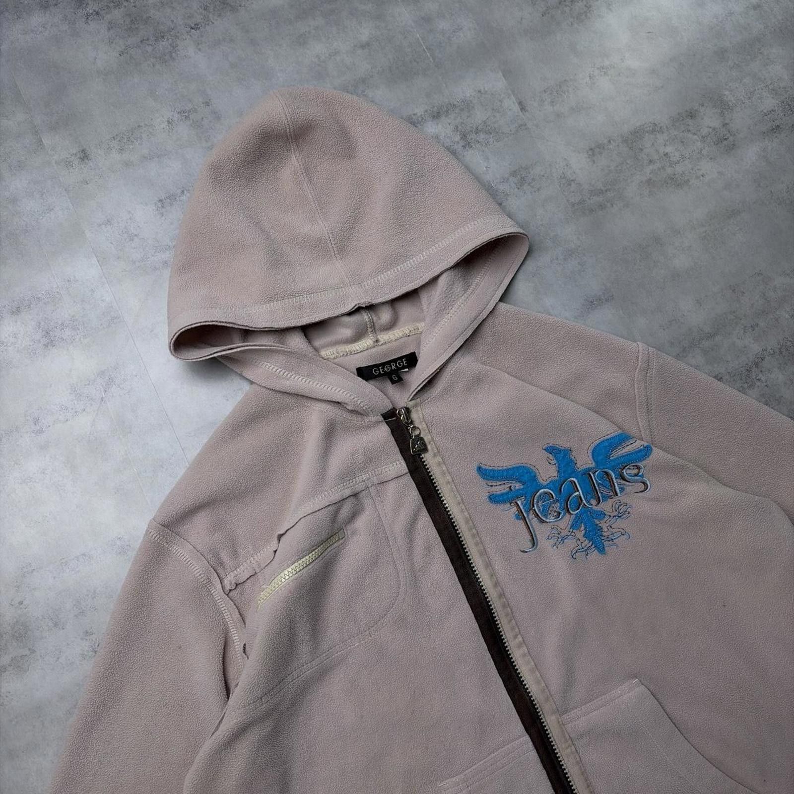 George Y2K Beige George Grunge Skater Fleece Zip Up Hoodie Size US L / EU 52-54 / 3 - 6 Thumbnail