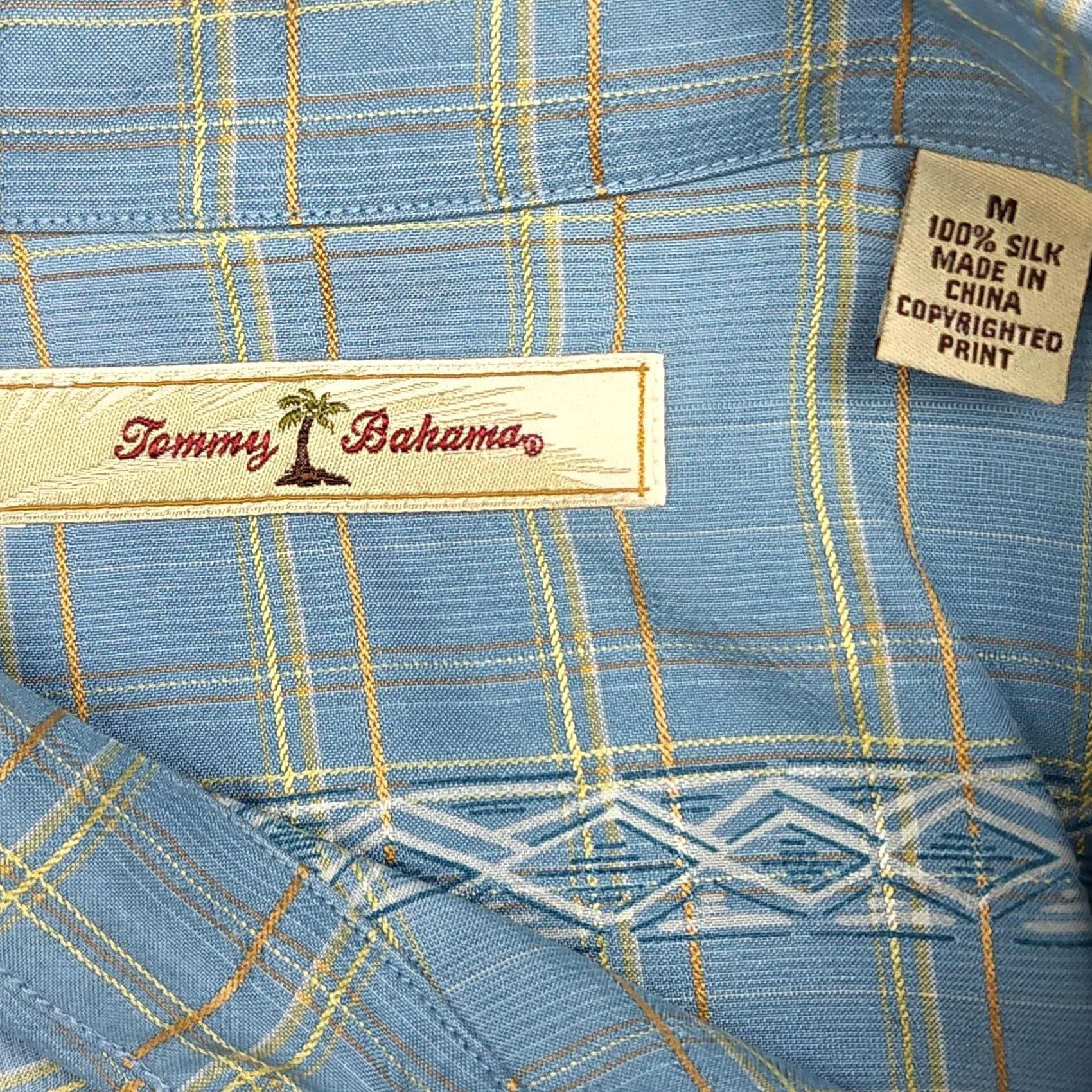 Tommy Bahama Tommy Bahama Shirt Mens M Blue Plaid Silk Short Sleeve Hawaiian Aloha Shirt Size US M / EU 48-50 / 2 - 4 Thumbnail