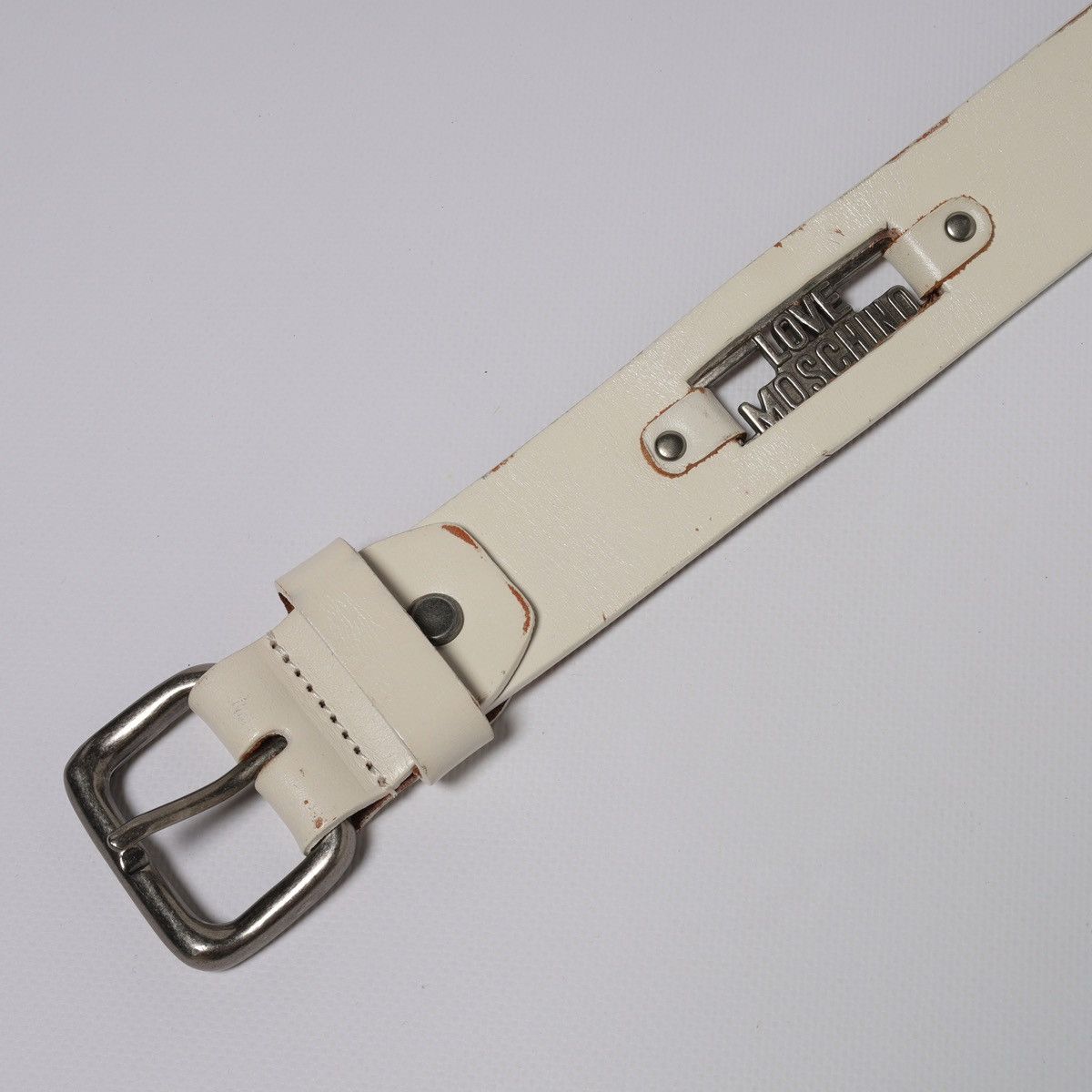 Love Moschino Love Moschino Cow Leather White Belt Metal Logo Size ONE SIZE - 3 Thumbnail
