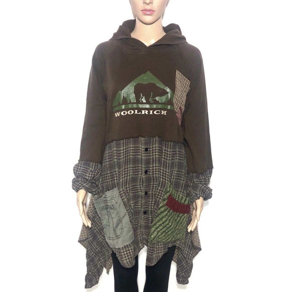 Woolrich Woolen Mills One of a Kind Handmade Woolrich patchwork Hoodie Sweatshirt Size US L / EU 52-54 / 3 - 1 Thumbnail