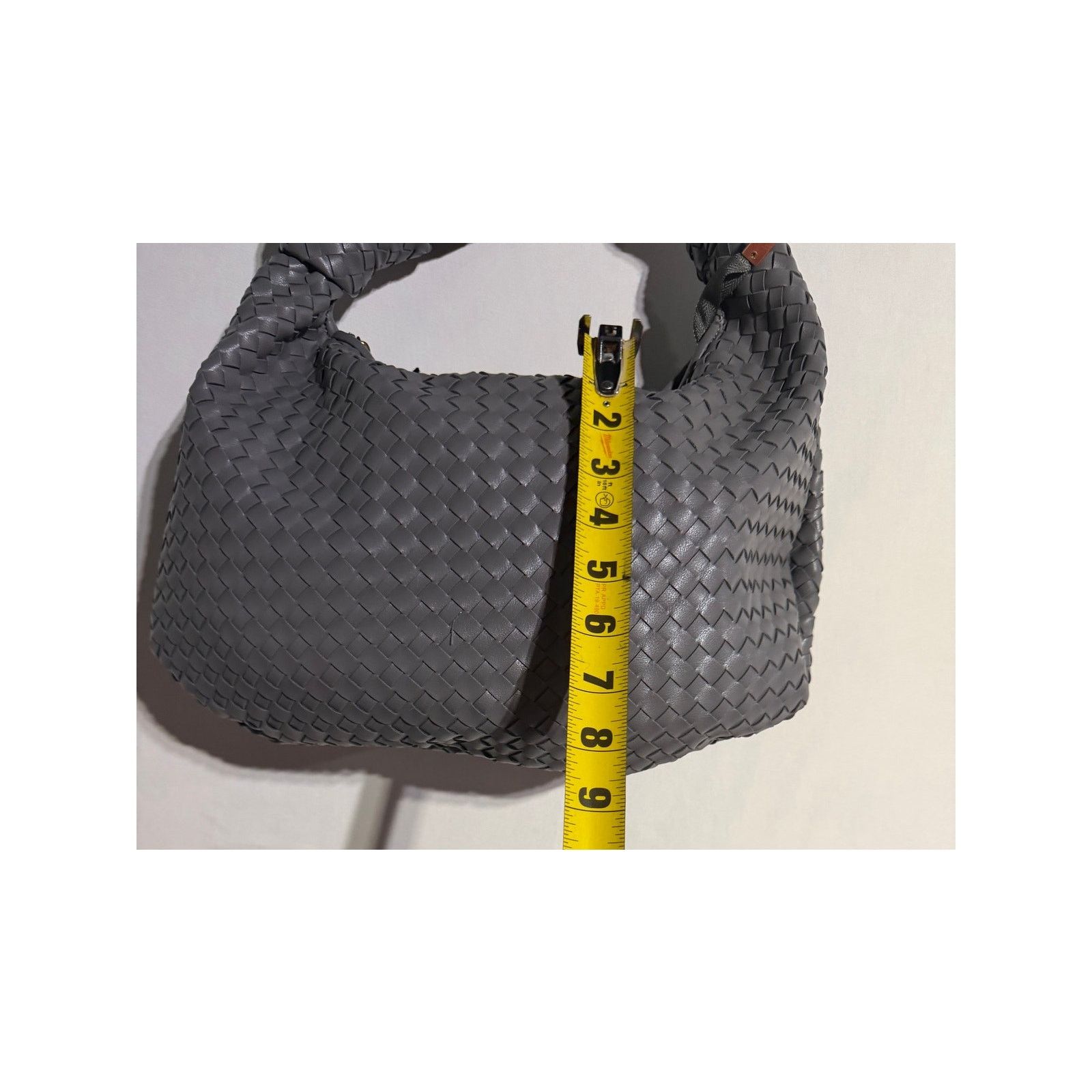 non GLITZY Gray Woven Hobo Bag Large Shoulder Purse Leather NWT Size ONE SIZE - 6 Thumbnail