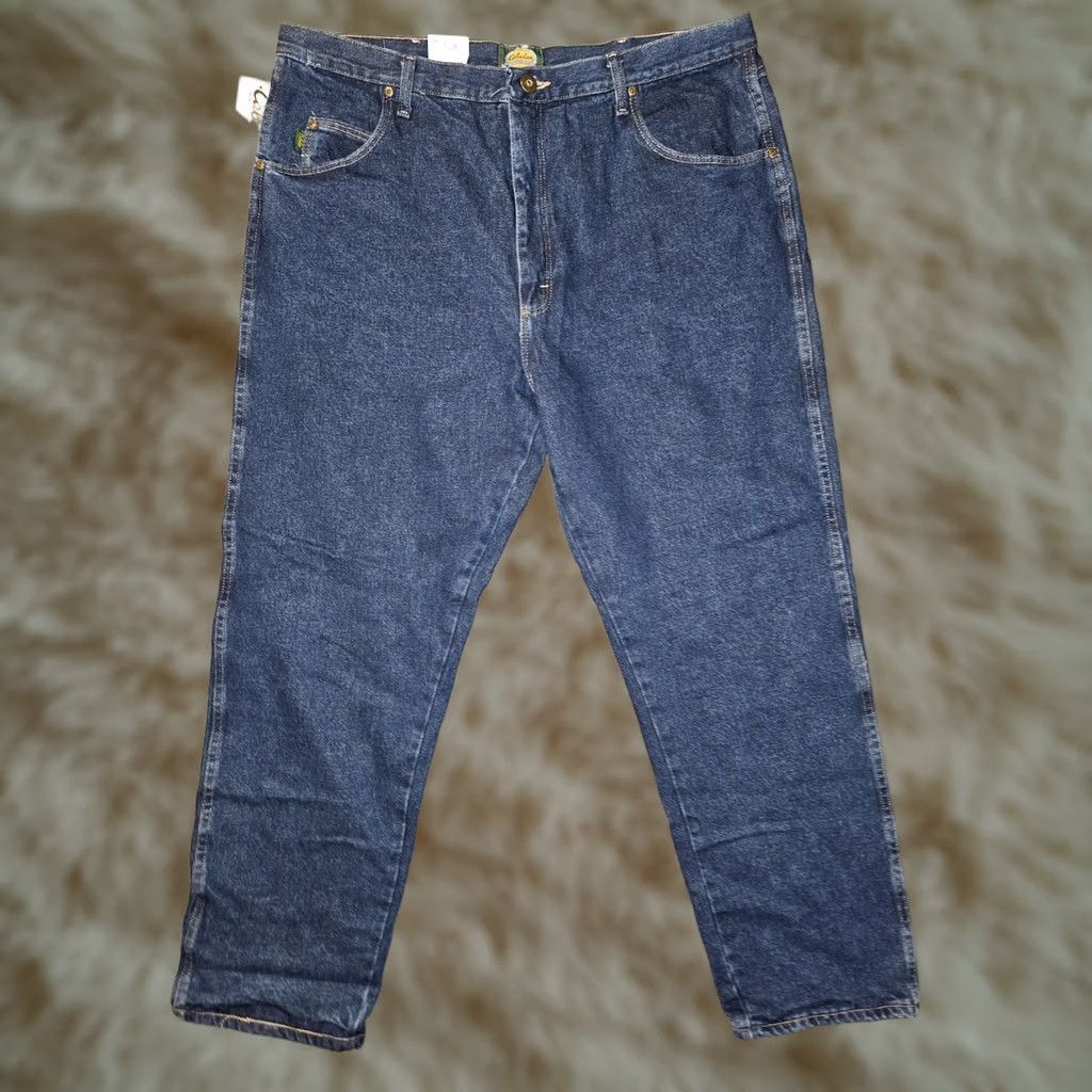 Vintage VINTAGE Cabela's Roughneck Flannel Lined Jeans Men 42x32 NWT Blue Outdoors Nature Jeans Mens Blue 12 in Rise Pockets Zipper Button Denim" Size US 42 / EU 58 - 1 Thumbnail