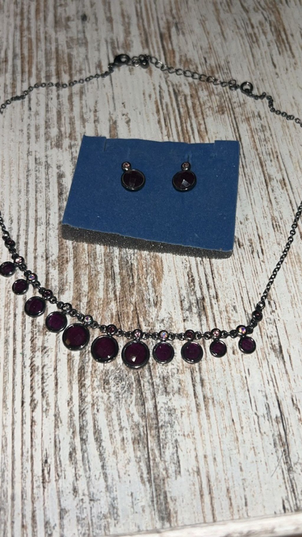 Other Women's Avon Purple & Black Bezel Necklace & Earring Gift Se Size ONE SIZE - 1 Thumbnail