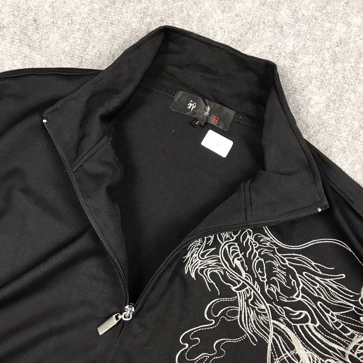 JAPANERS DRAGON EMBROIDERY ZIPPER JACKET SHORT SLEEVE JACKET