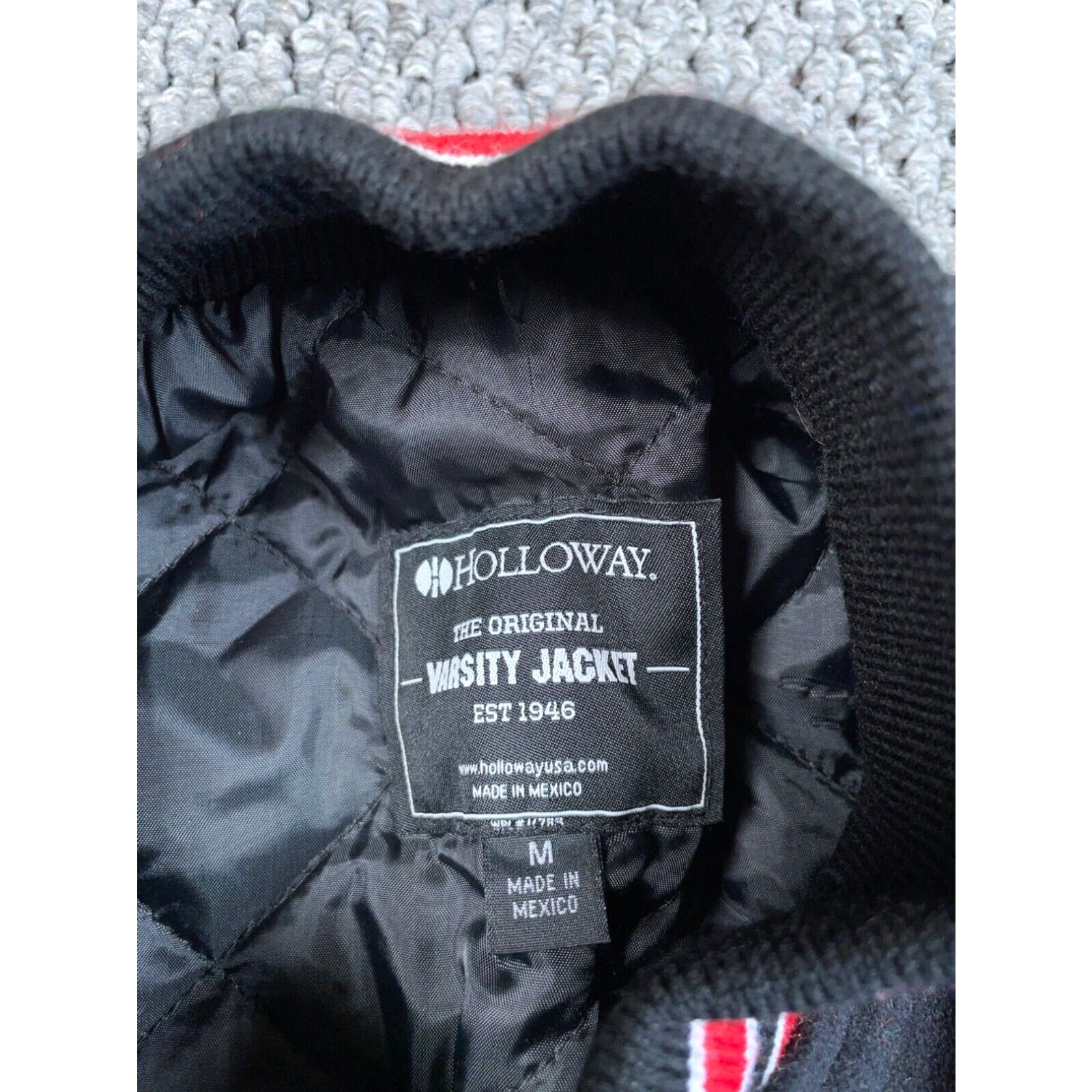 Holloway Holloway Leather Wool Varsity Bomber Jacket Adult Medium Black Red Size US M / EU 48-50 / 2 - 3 Thumbnail
