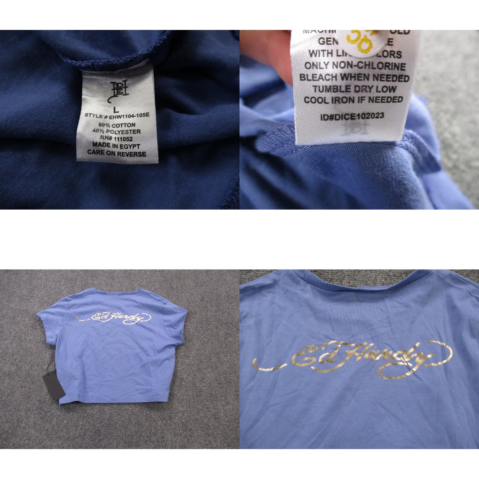 Ed Hardy Ed Hardy Shirt Womens L Purple Grunge California Cropped Casual Tee Womens L Purple Grunge California Cropped Tee Size L / US 10 / IT 46 - 8 Thumbnail