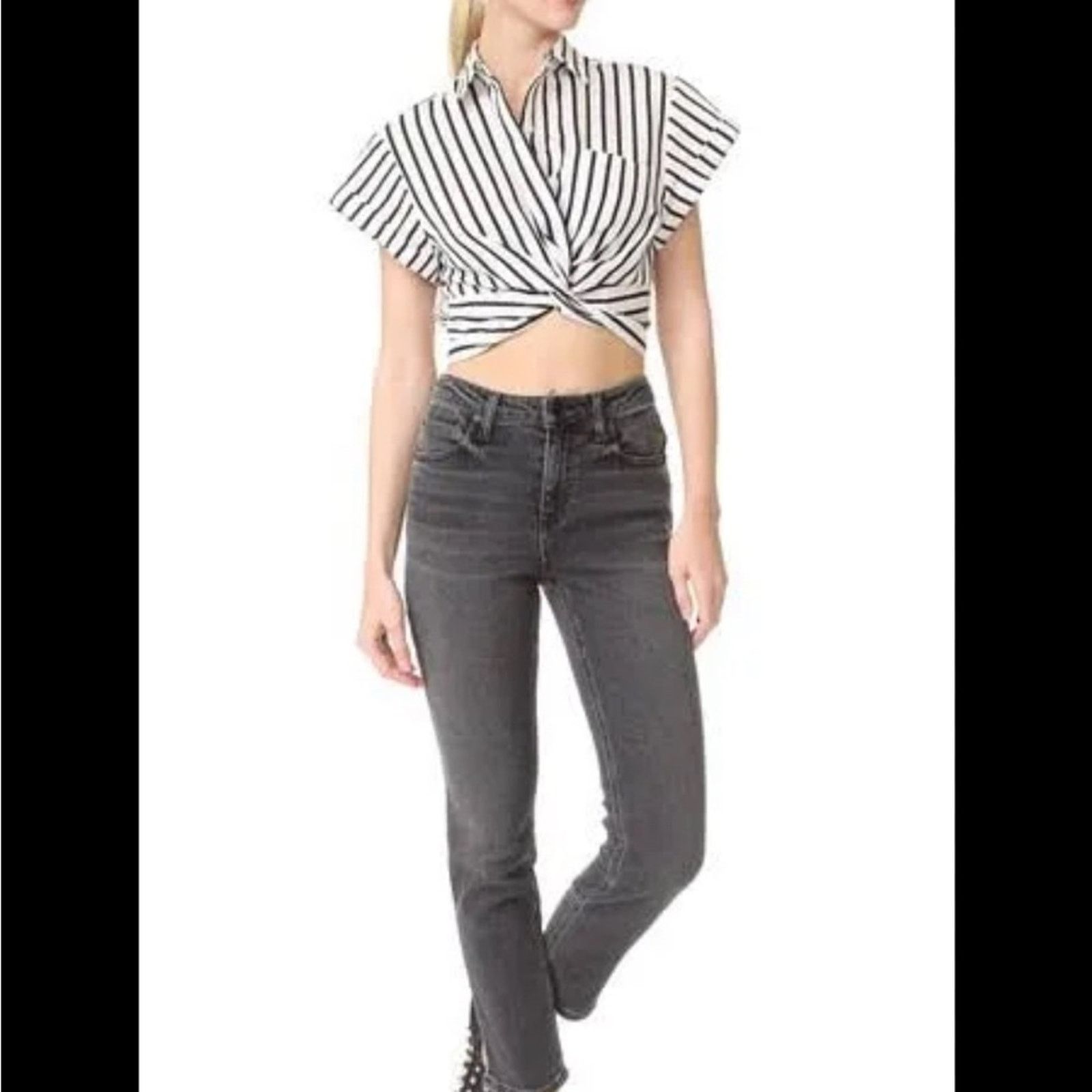 Alexander Wang Alexander Wang Striped Twist Front Button Down Shirt Size XS / US 0-2 / IT 36-38 - 2 Thumbnail