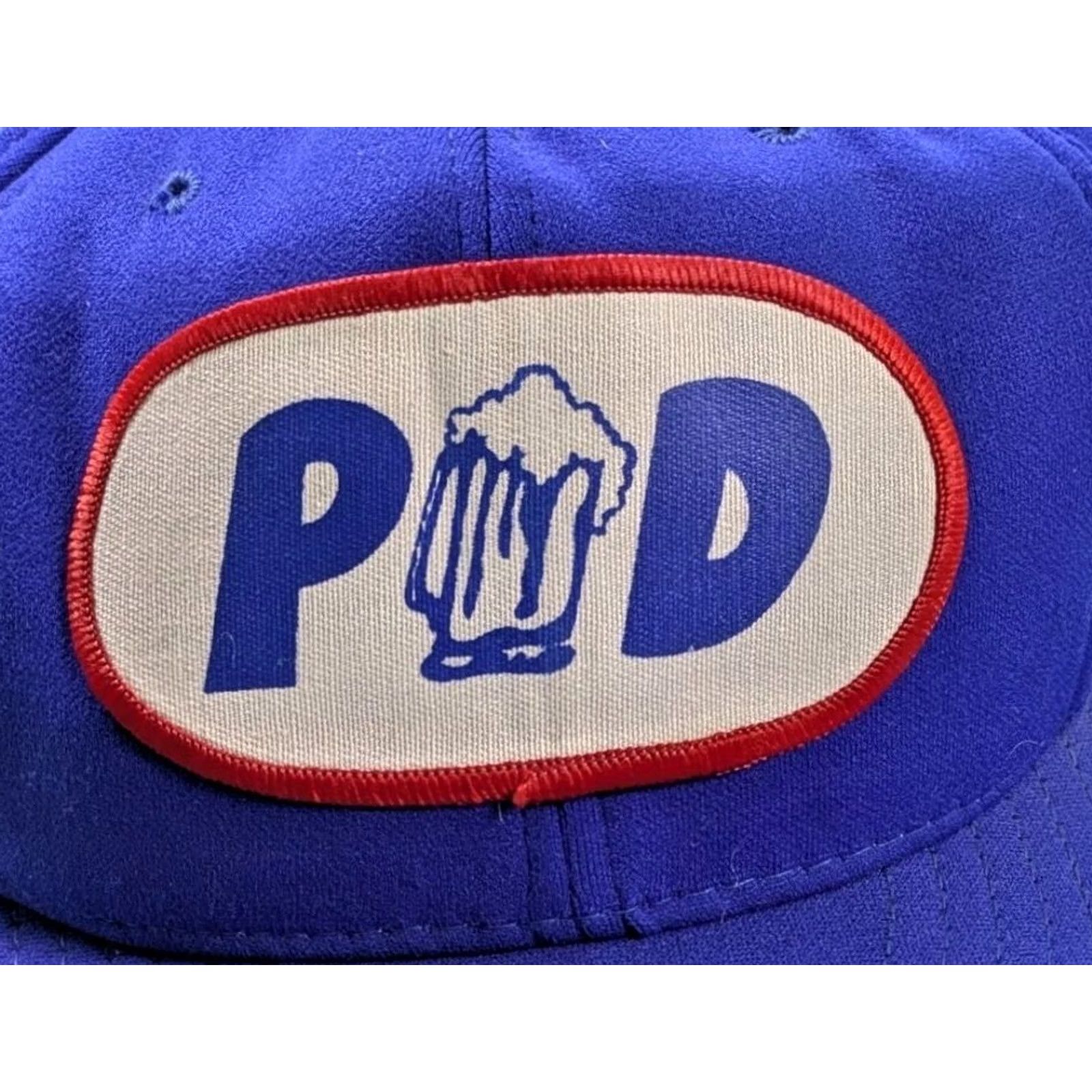 Vintage VINTAGE Beer Hat Fitted Blue P🍺D Size 7 3/8 1980's Made In USA Size ONE SIZE - 2 Thumbnail