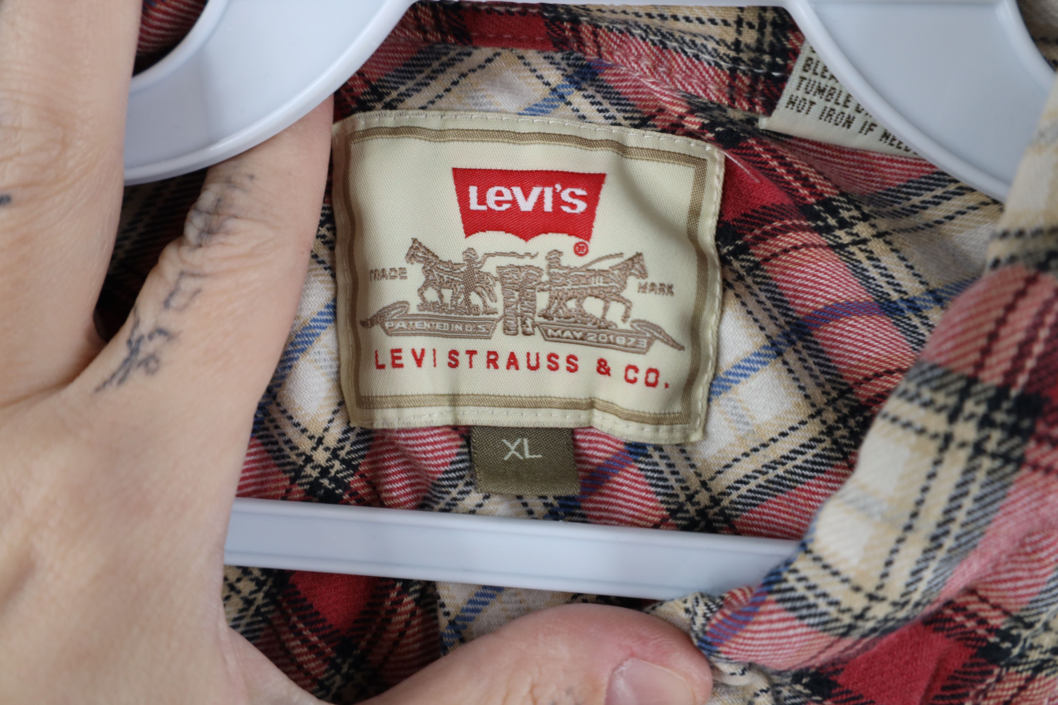Levi's × Vintage Vintage 90s Levis Flannel Collared Button Down Shirt Plaid Size US XL / EU 56 / 4 - 10 Thumbnail