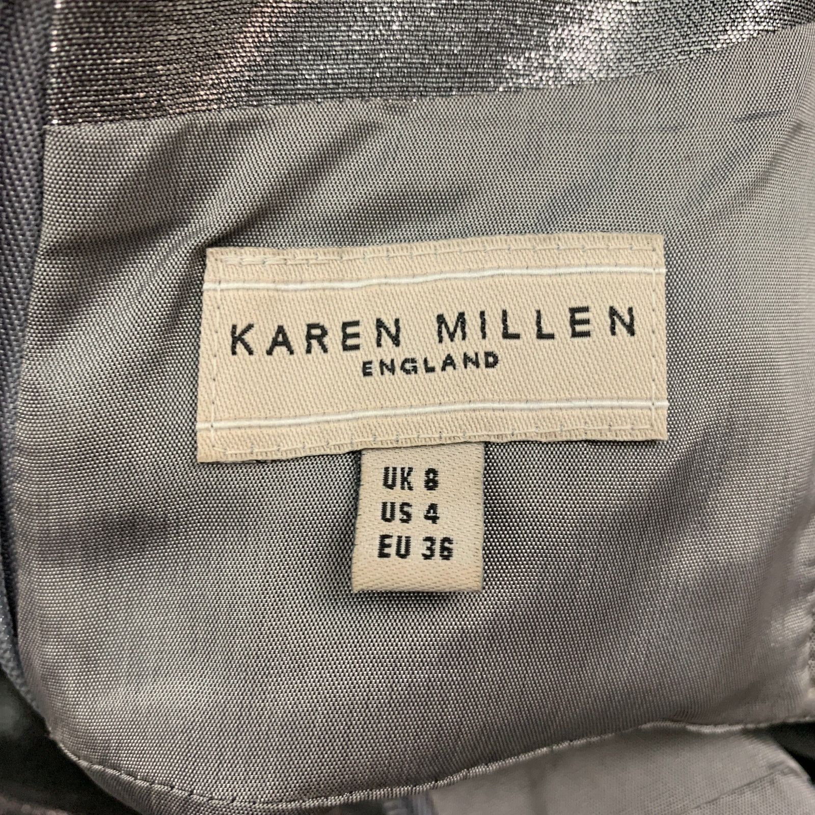 Karen Millen KAREN MILLEN Silver Metallic Strapless Above Knee Dress Size S / US 4 / IT 40 - 4 Thumbnail