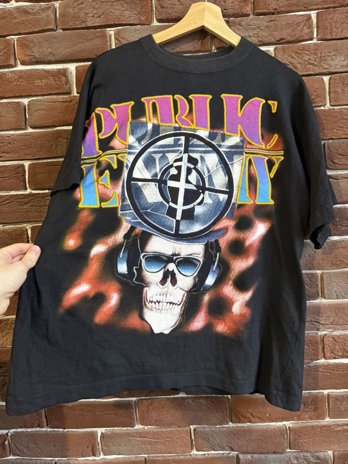 Rap Tees Vintage 90s Public Enemy Rap Band Tee Skull Grail Black Rare Size US L / EU 52-54 / 3 - 3 Thumbnail