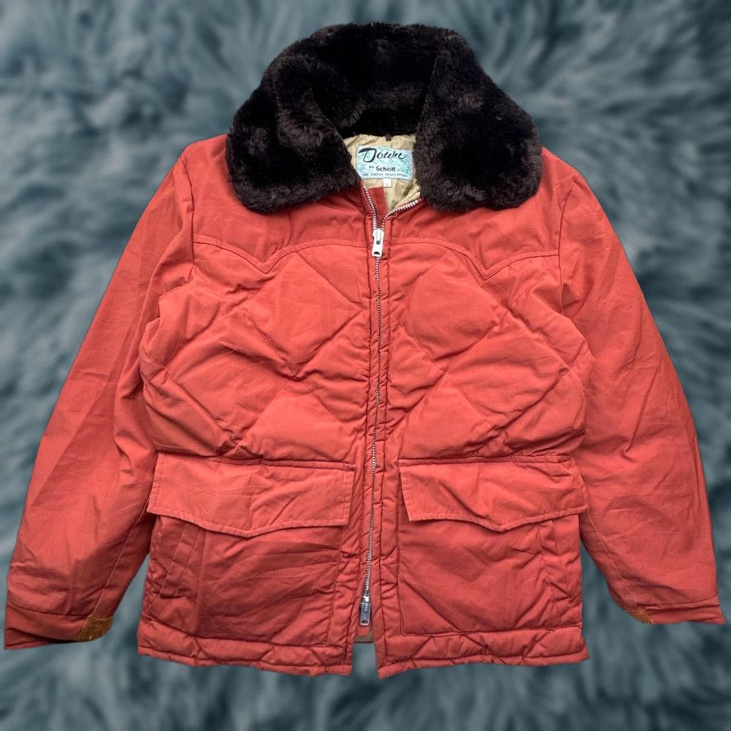 Schott VINTAGE Schott NYC Goose Down Diamond Quilted Puffer Coat Jacket Mens Large Regular Orange Coat Jacket Mens L Puffer Size US L / EU 52-54 / 3 - 1 Thumbnail