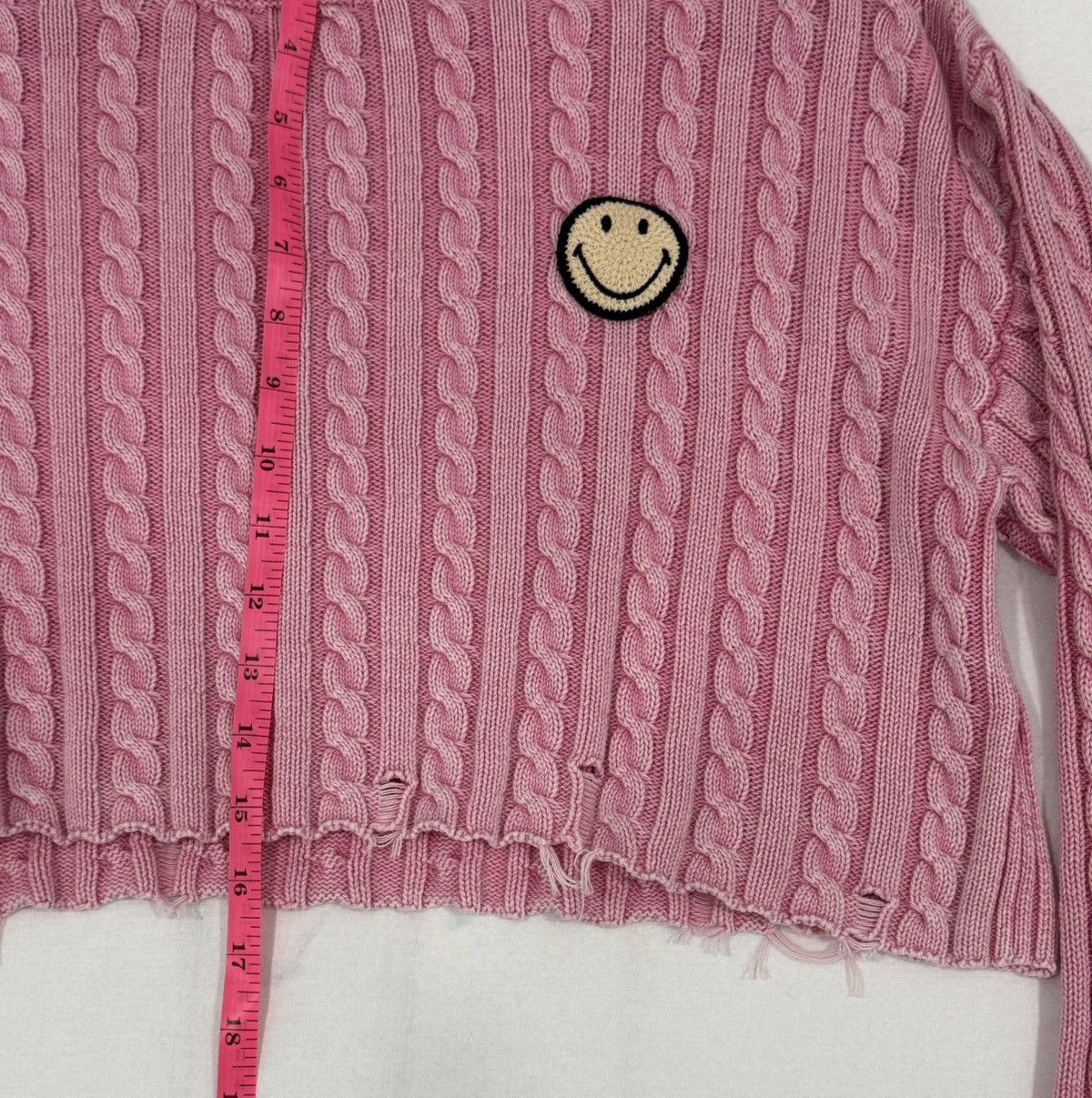 Sandro Sandro Leeloo Distressed Cable Knit Cropped Sweater Size XL / US 12-14 / IT 48-50 - 6 Thumbnail