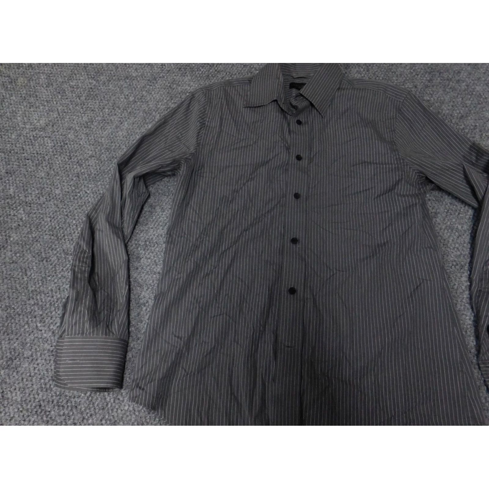 Express Express Shirt Mens 14.5 Black Design Studio Striped Button-Down Long Sleeve Collared Cotton Knit 2 Ply Vintage No Slimming Regular Button-Up Mens Size US M / EU 48-50 / 2 - 3 Thumbnail