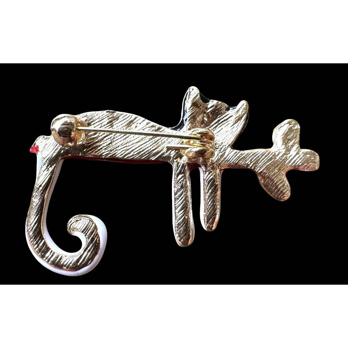 Handmade Folk Art Spotted Cat on Branch Pin Brooch Whimsical New Kitt Size ONE SIZE - 10 Thumbnail