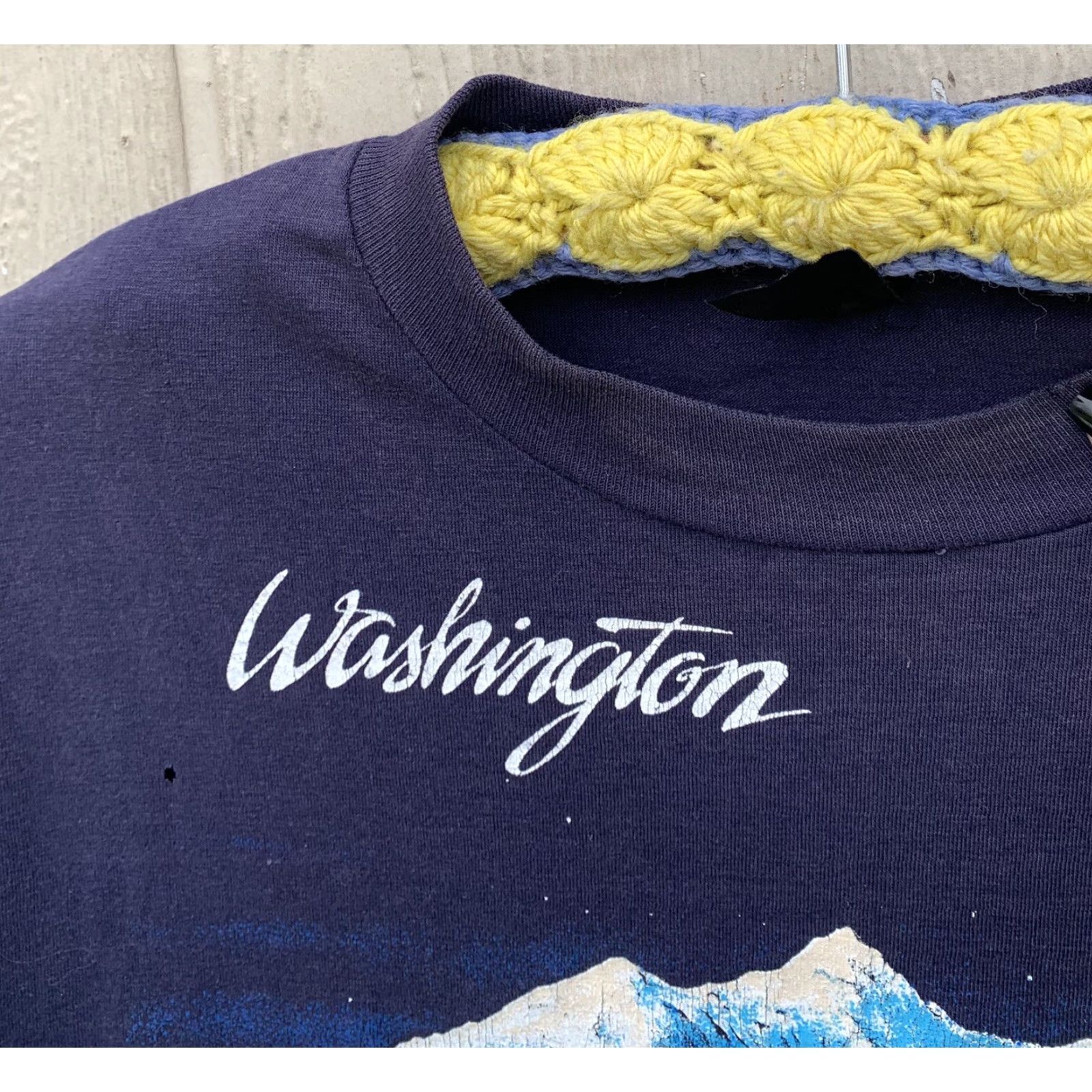 Anvil VINTAGE Washington T-Shirt Mountain Moon Graphics XL 70s 1970s 80s Anvil Mens Graphic Print Short Sleeve Crew Neck Blue US Made Size XL Size US XL / EU 56 / 4 - 7 Thumbnail