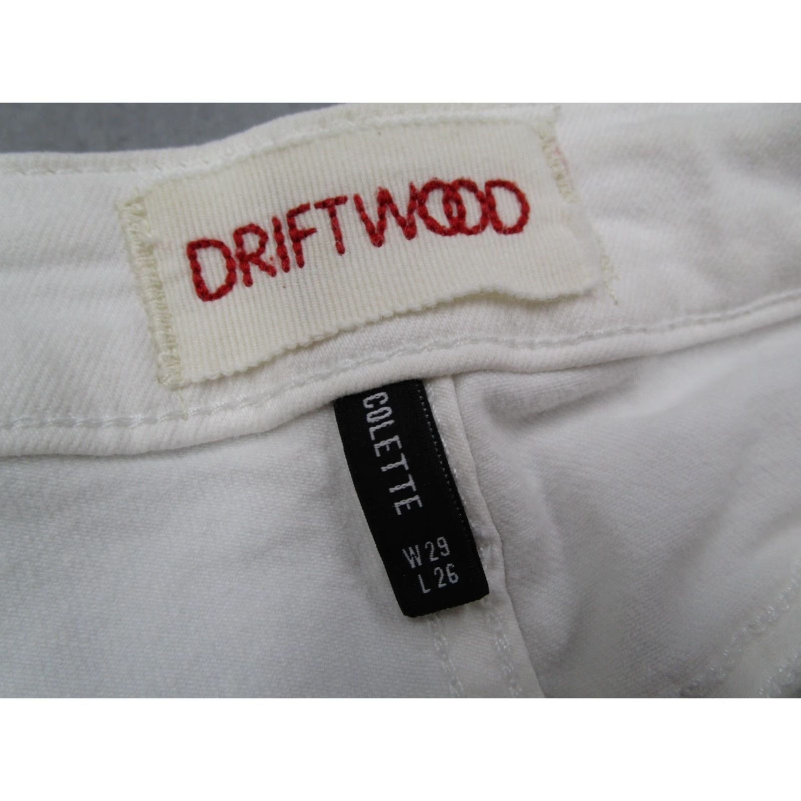 Vintage Driftwood Jeans Woman White Colette Cropped Denim 29x26 Mid Rise Embroidered Cuff 5-Pocket Cotton Blend Modern Bohemian City Hipster Retro Womens Size 29" - 3 Thumbnail