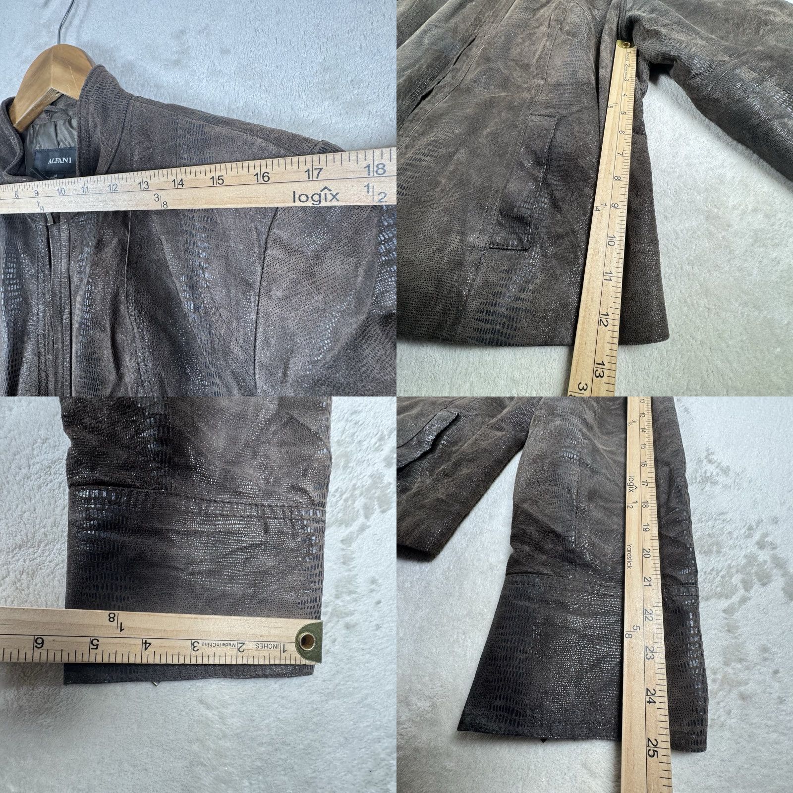 Alfani Alfani Women’s 100% Leather Jacket Snakeskin Brown XL Motorcycle Jacket Zip Leather Casual Size XL / US 12-14 / IT 48-50 - 8 Thumbnail