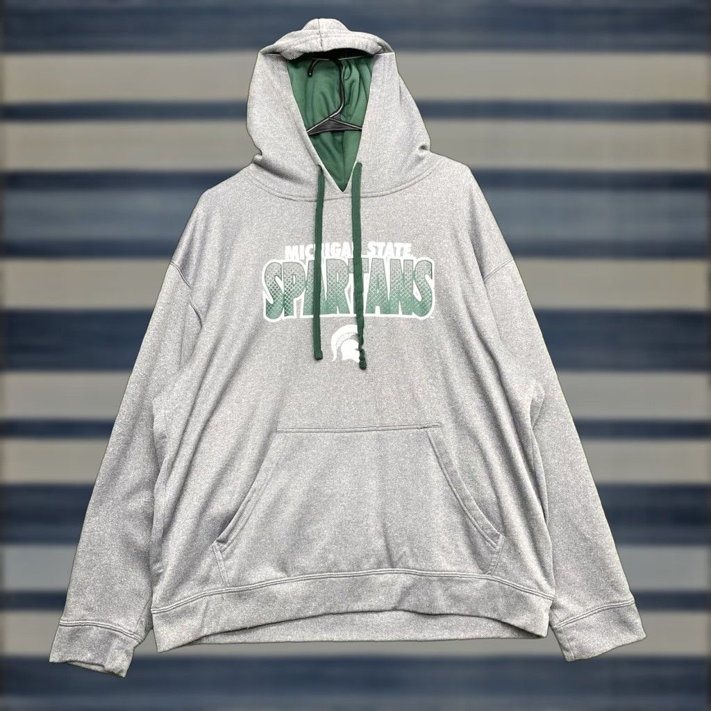 Fruit Of The Loom VINTAGE Michigan State Sweatshirt Mens Large Gray Spartans MSU NCAA Hoodie Size US L / EU 52-54 / 3 - 1 Thumbnail