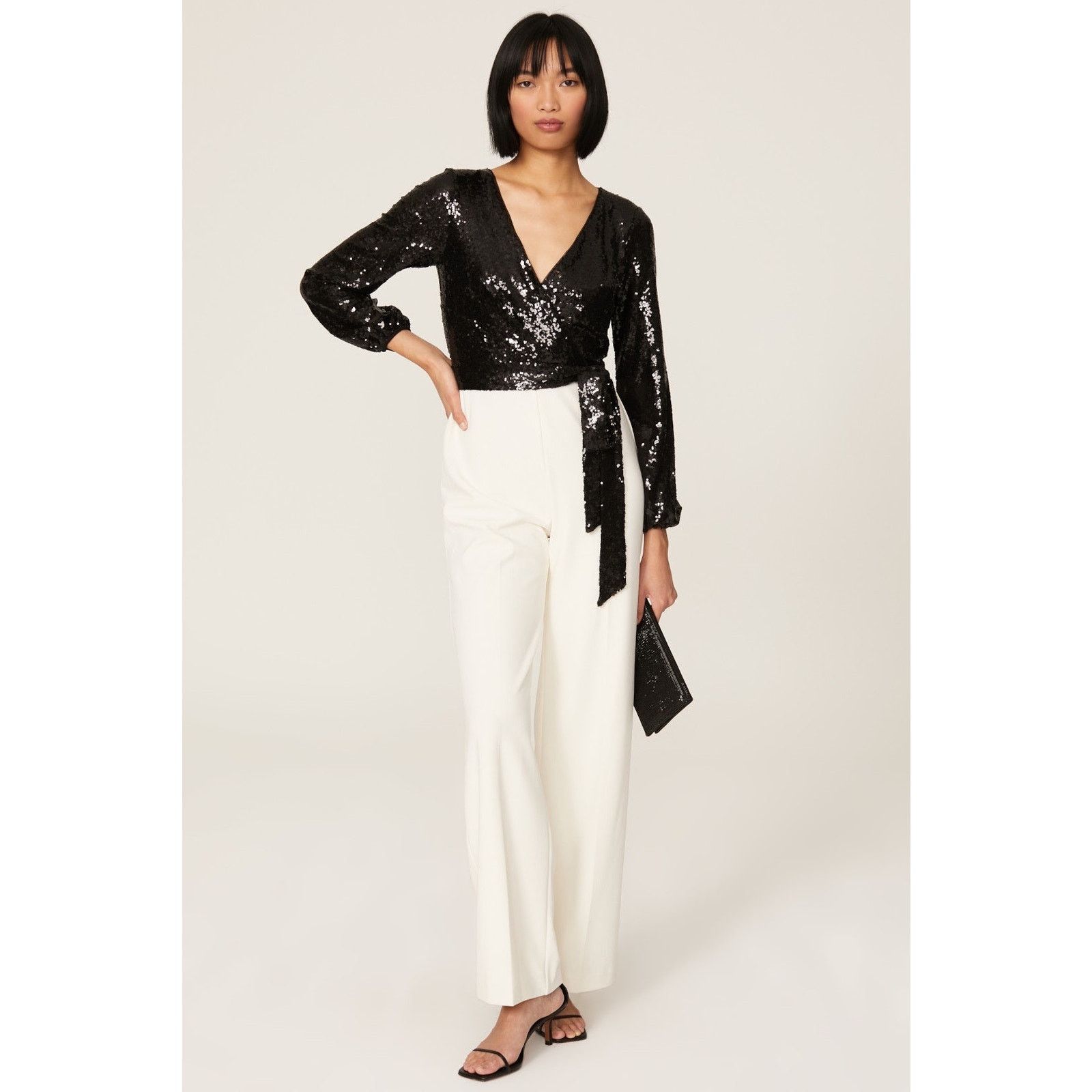 Lauren Ralph Lauren RTR Lauren Ralph Lauren Sz 2 Black Sequin Wide Leg Jumpsuit Size 26" / US 2 / IT 38 - 1 Thumbnail