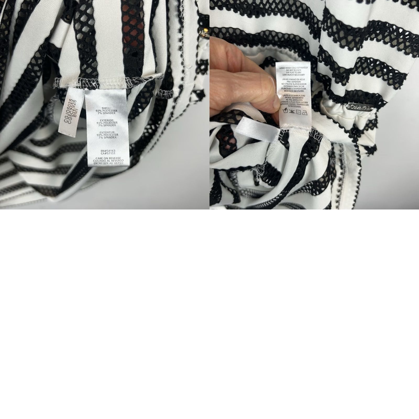 Calvin Klein Calvin Klein Womens Large Striped Cover Up - Drawstring Pockets - Black Polyester Spandex Size ONE SIZE - 8 Thumbnail