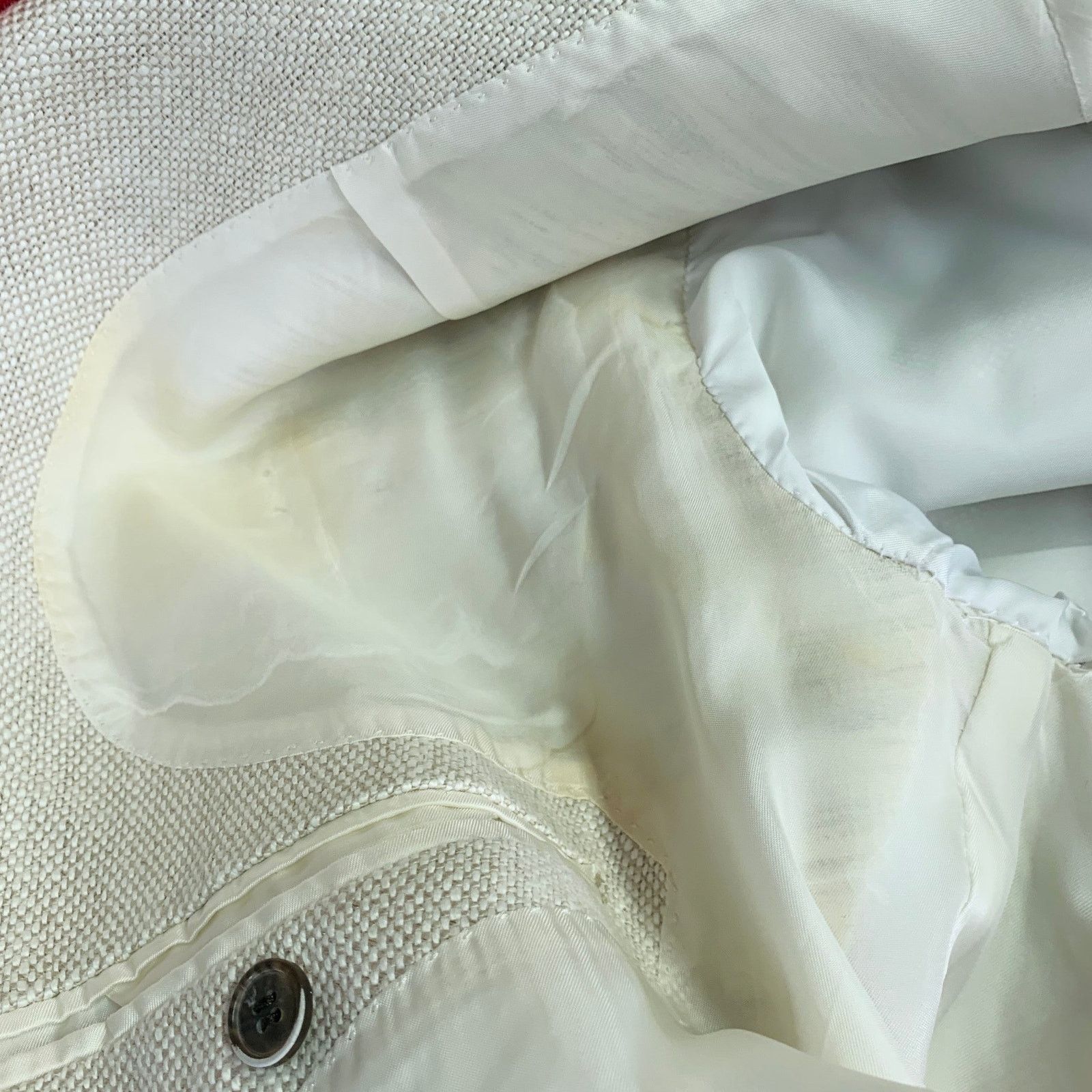 Suitsupply Beige Stone Woven Linen Double Breasted Peak Lapel Coat Size US XL / EU 56 / 4 - 13 Thumbnail
