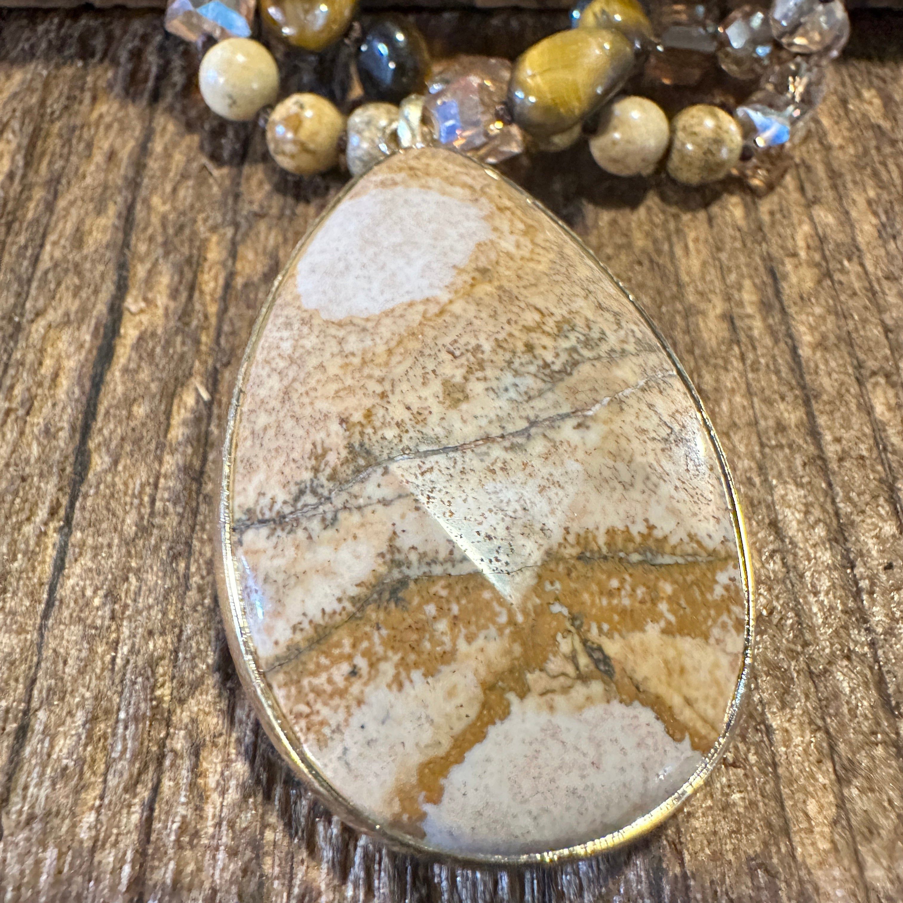 Other Bohemian Natural Stone Glass Knot Pendant Necklace | Gift Bo Size ONE SIZE - 7 Thumbnail