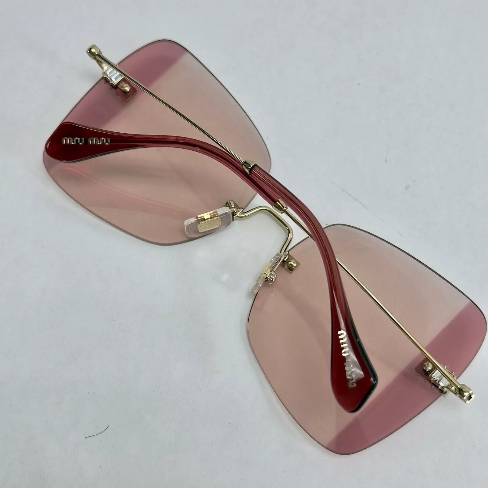 Miu Miu MIU MIU Runway MU50WS Pink Crystal Gold Sunglasses 50W Size ONE SIZE - 2 Thumbnail